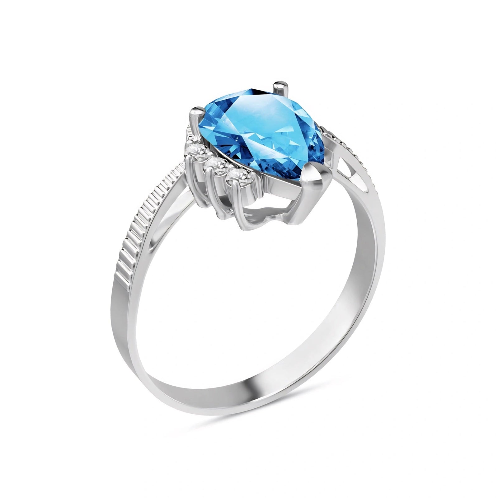 White Gold Heritage Ring Blue Topaz 10K — Rosalba