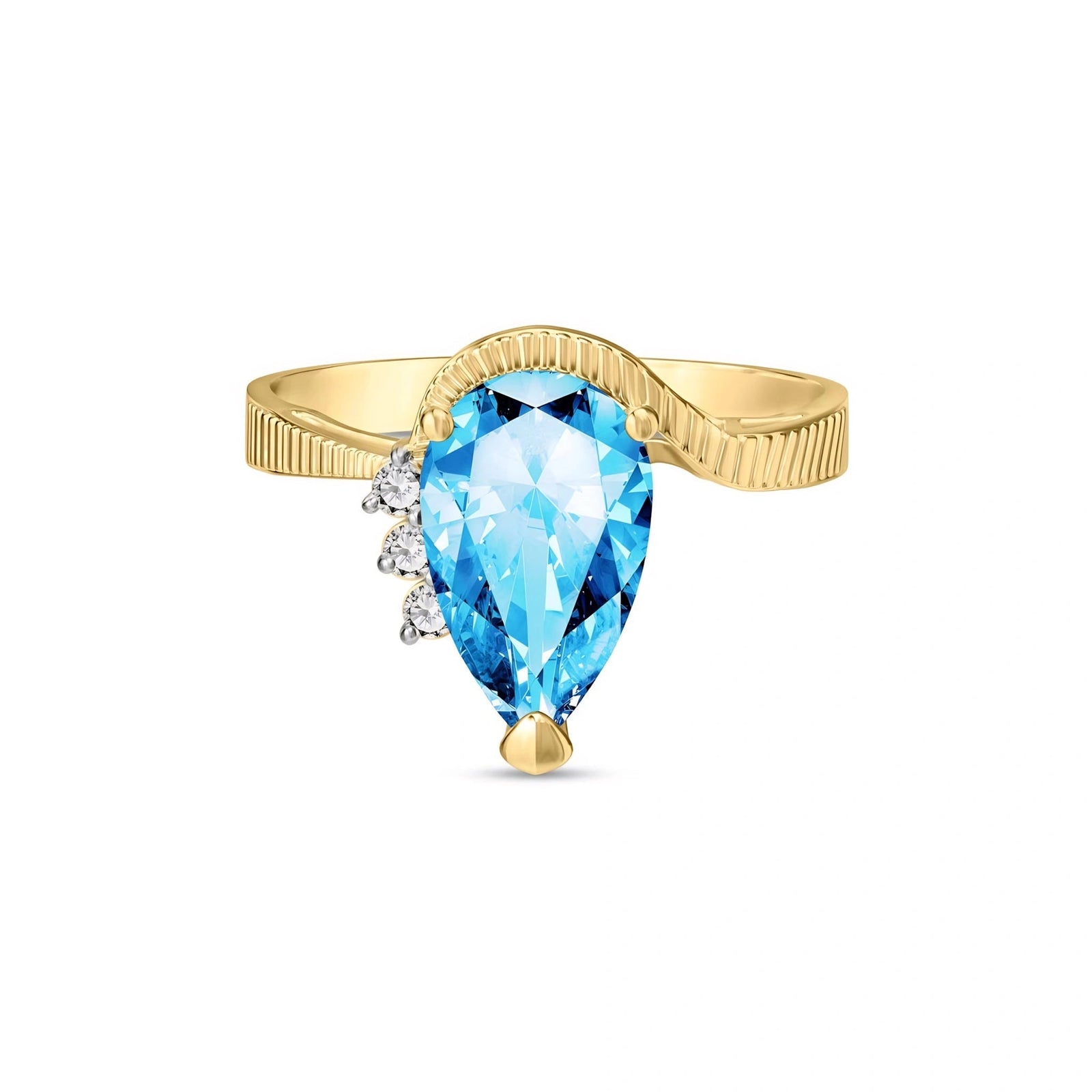 Yellow Gold Heritage Ring Blue Topaz 10K — Rosalba