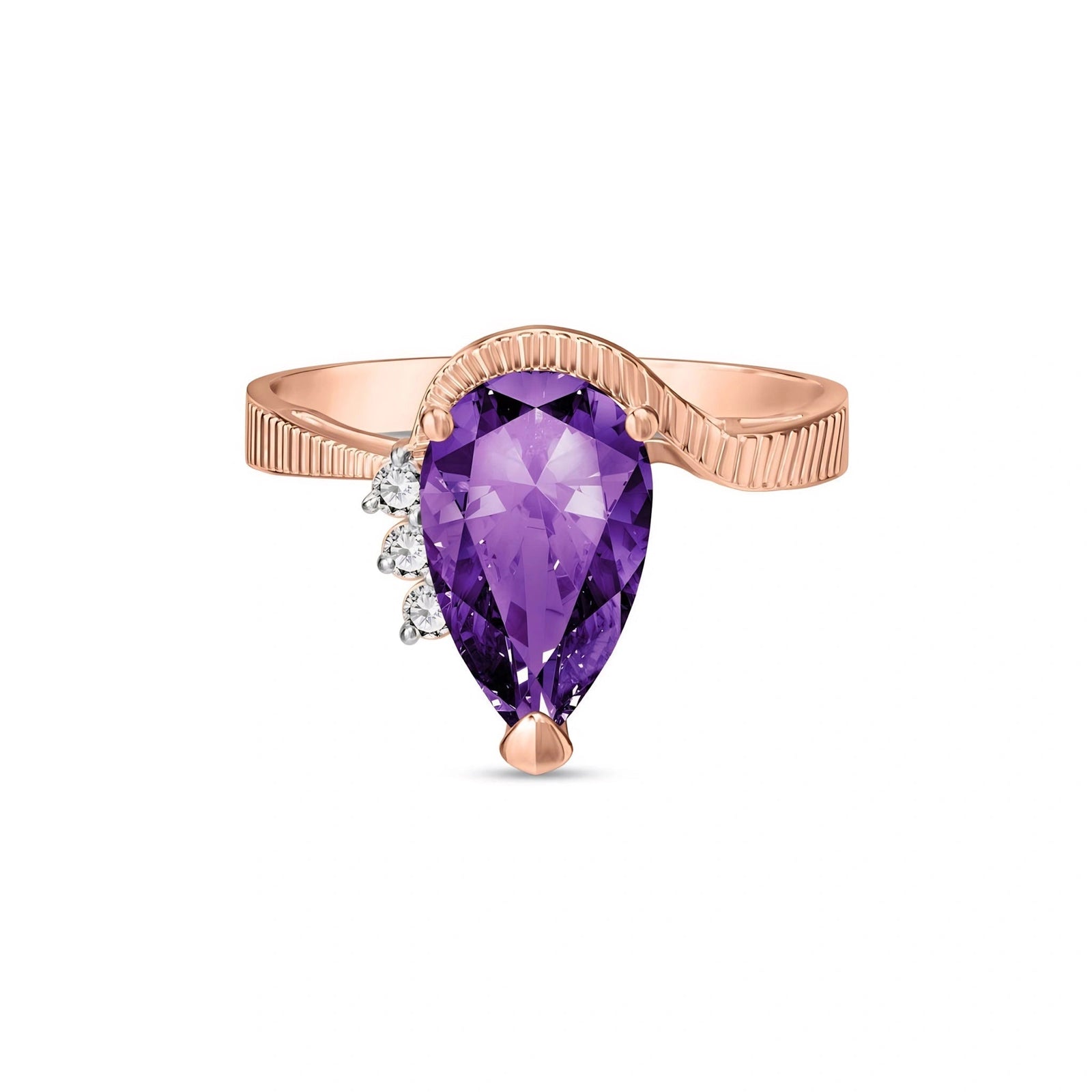 Rose Gold Heritage Ring Amethyst 10K — Rosalba