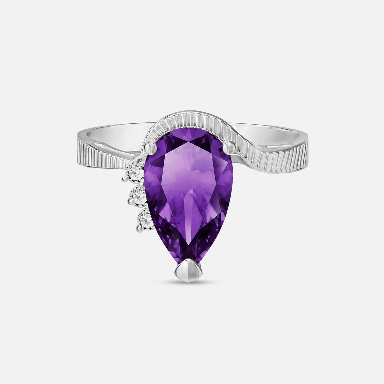 White Gold Heritage Ring Amethyst 10K — Rosalba