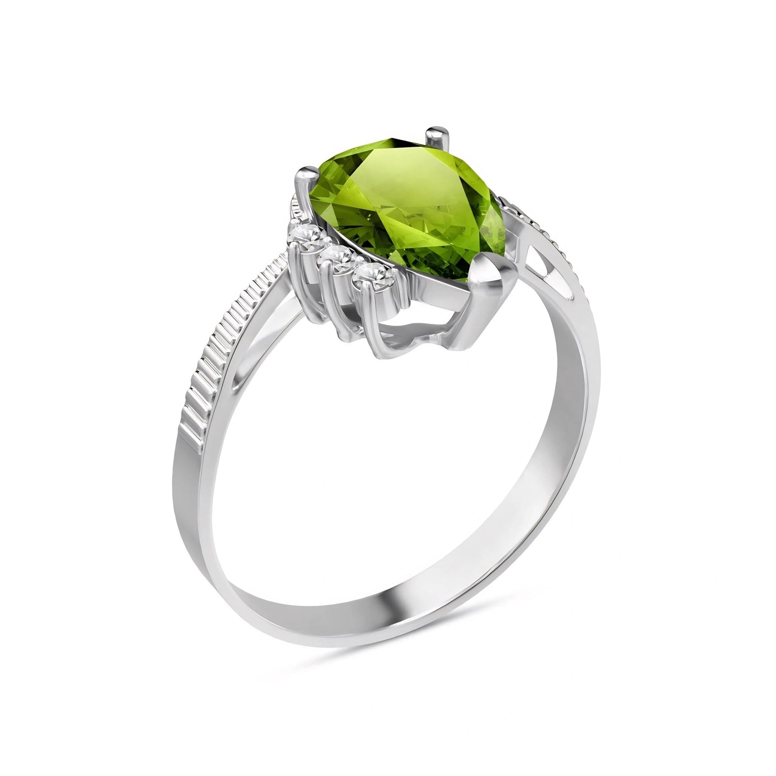 White Gold Heritage Ring Peridot 10K — Rosalba