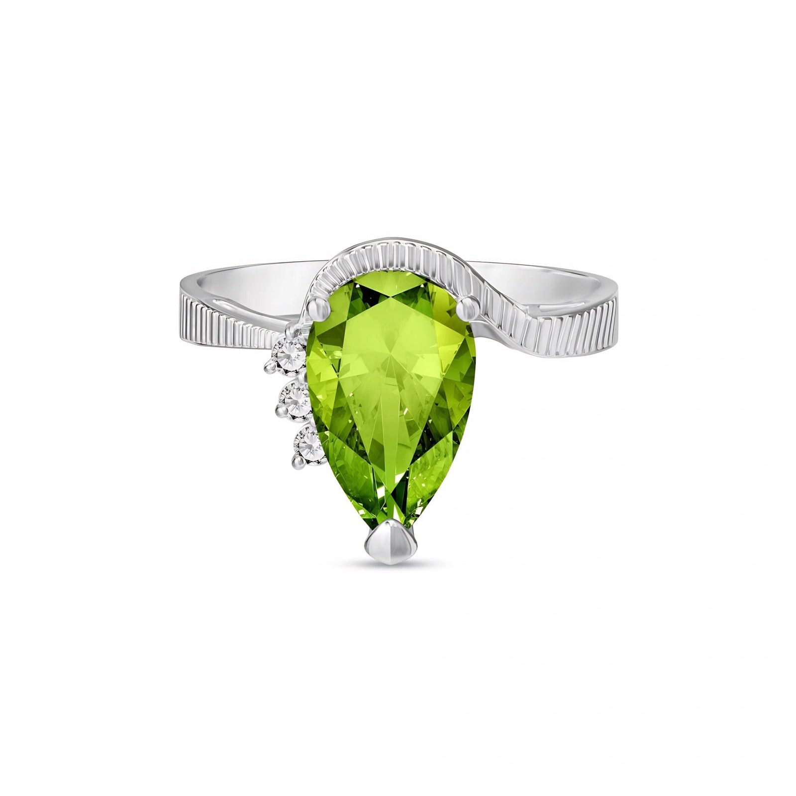 White Gold Heritage Ring Peridot 10K — Rosalba