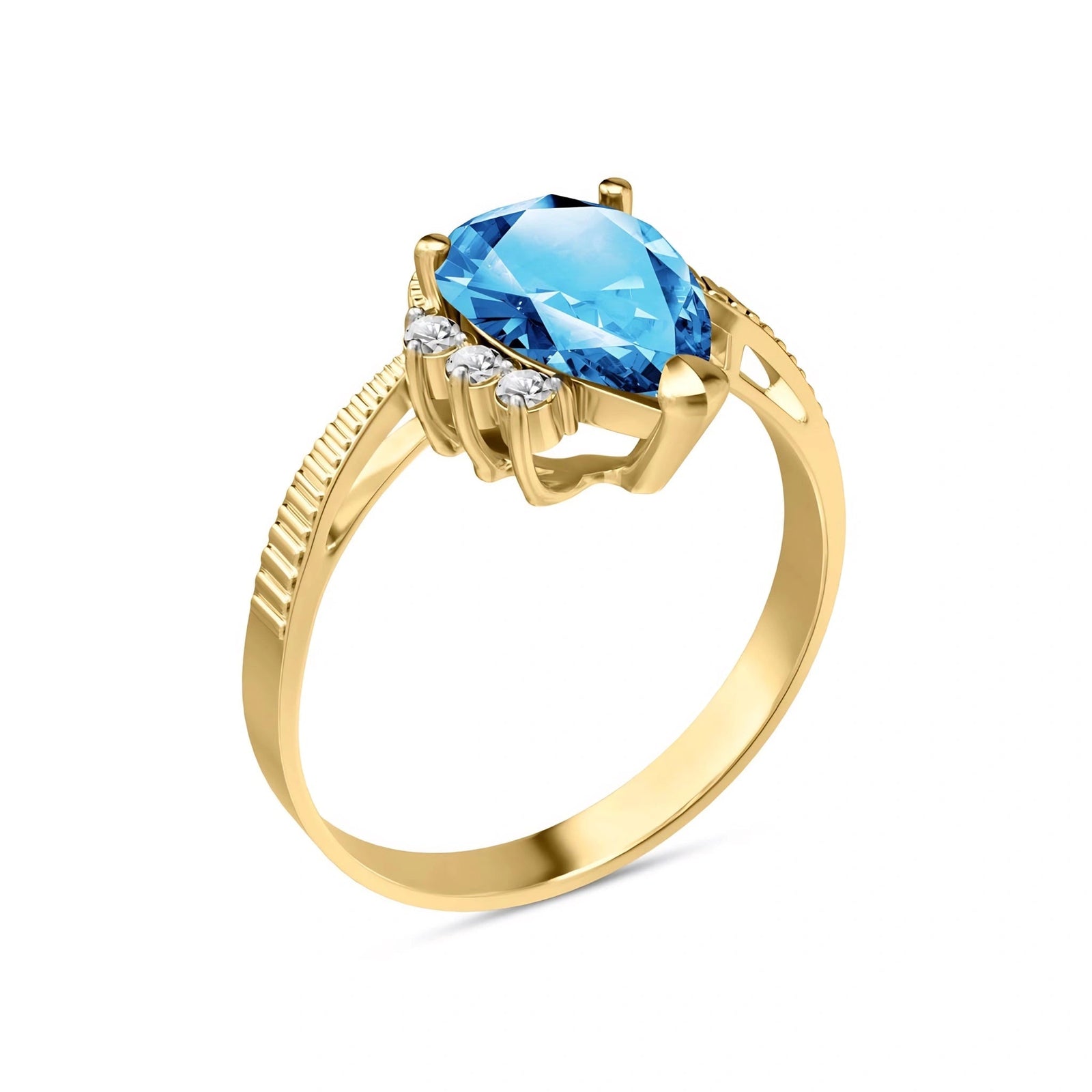 Yellow Gold Diamond & Blue Topaz — Ambra