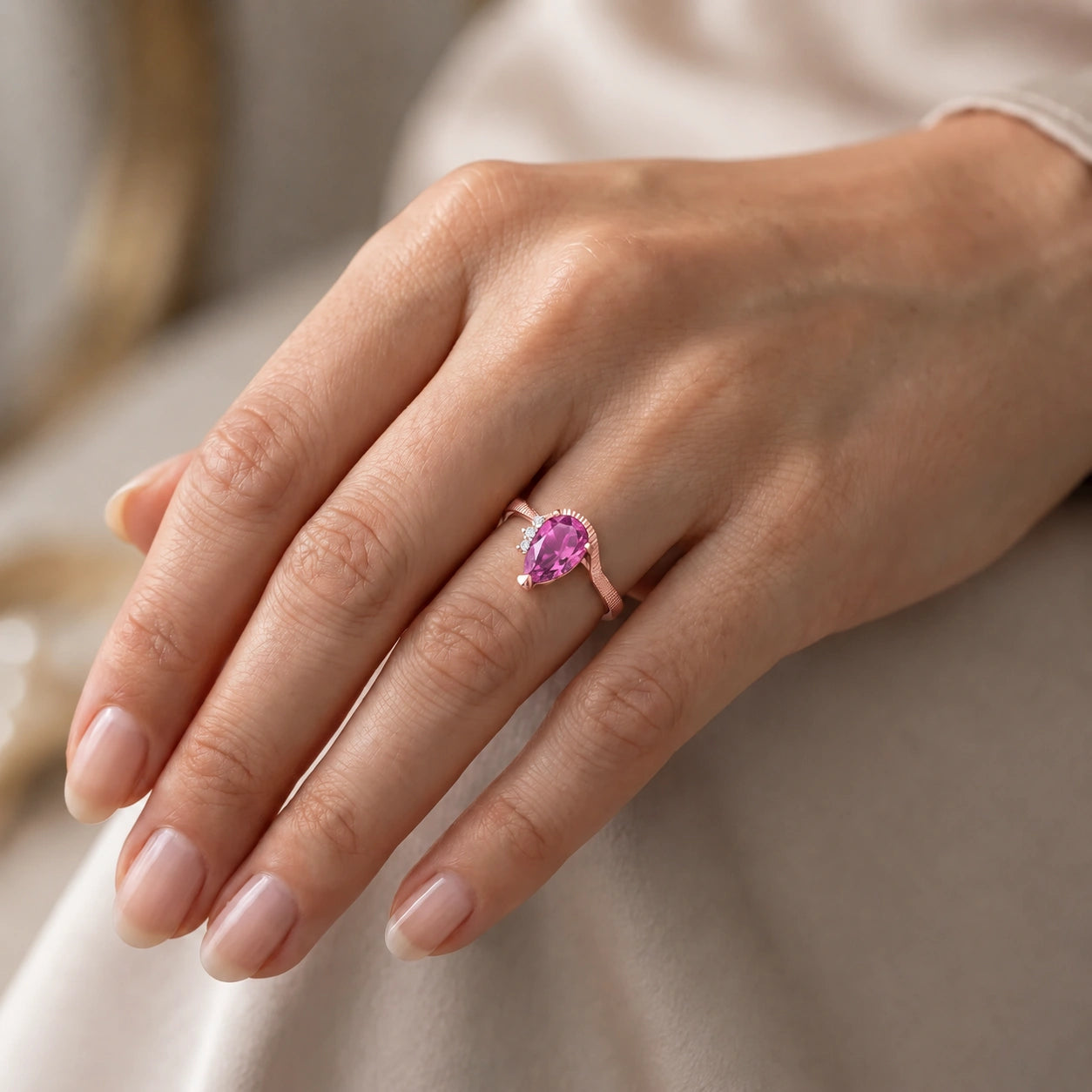 Rose Gold Heritage Ring Pink Topaz 10K — Rosalba