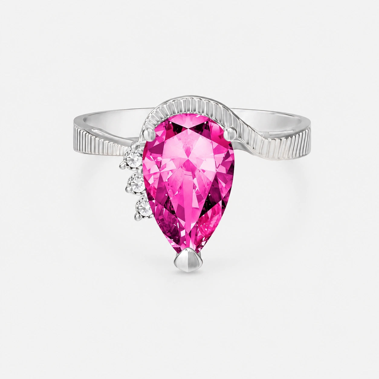 White Gold Heritage Ring Pink Topaz 10K — Rosalba