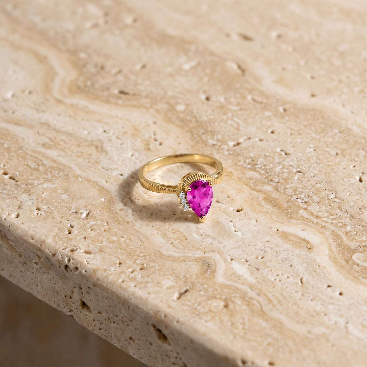 Yellow Gold Heritage Ring Pink Topaz 10K — Rosalba