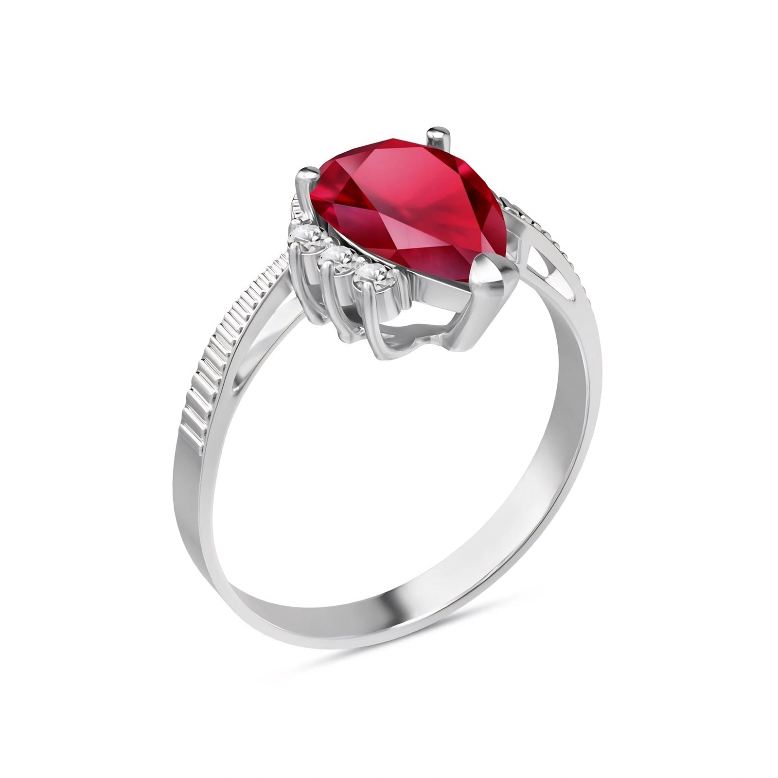 White Gold Heritage Ring Ruby 10K — Rosalba
