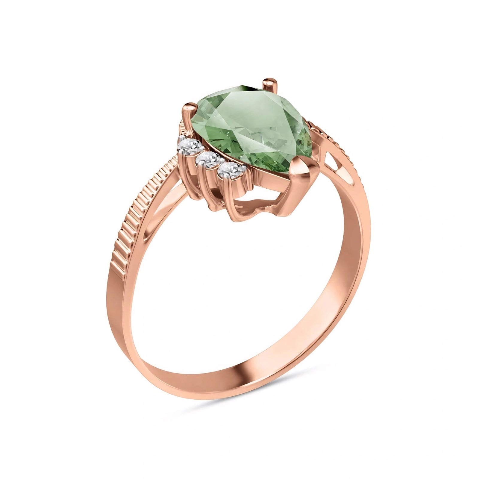 Rose Gold Heritage Ring Green Amethyst 10K — Rosalba