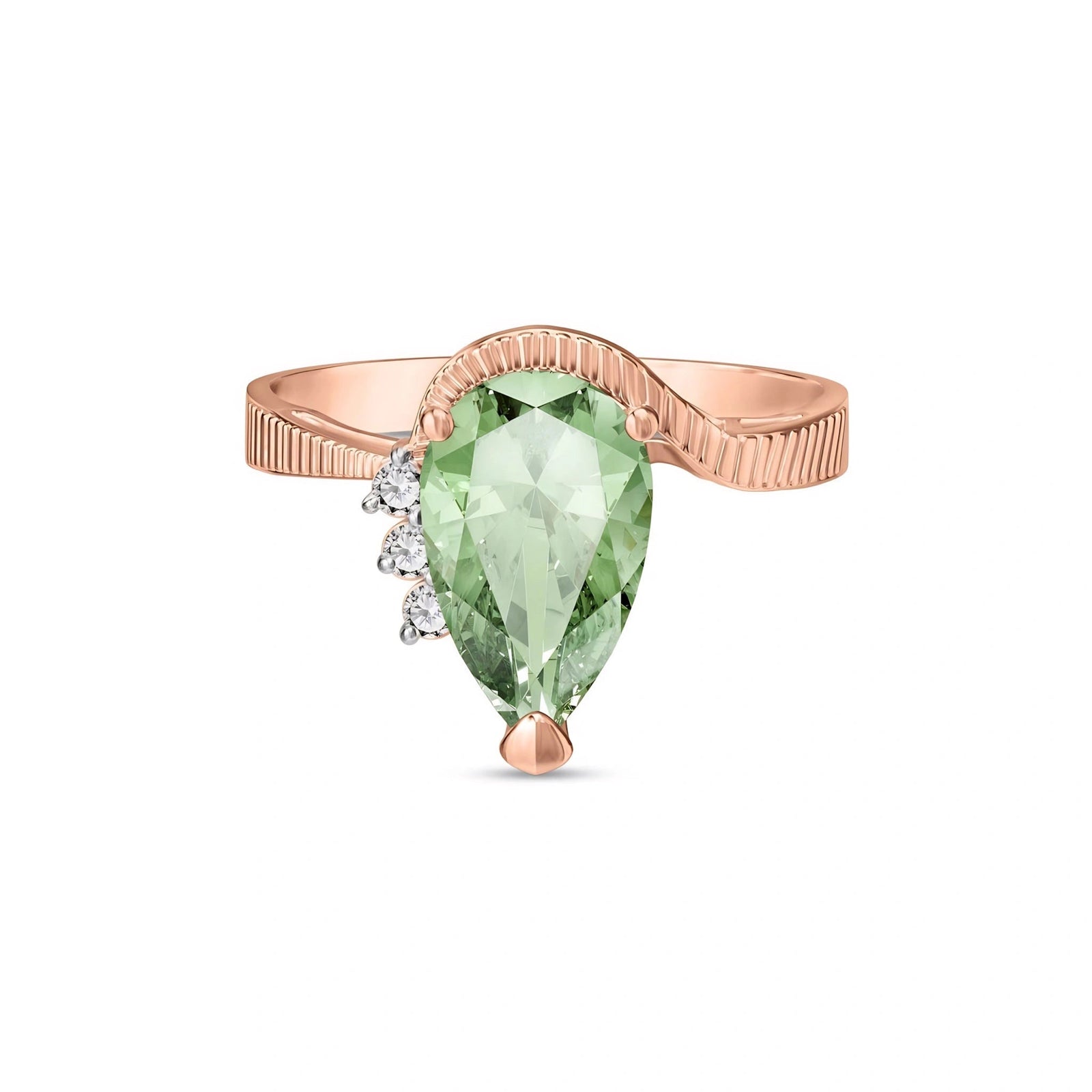 Rose Gold Heritage Ring Green Amethyst 10K — Rosalba