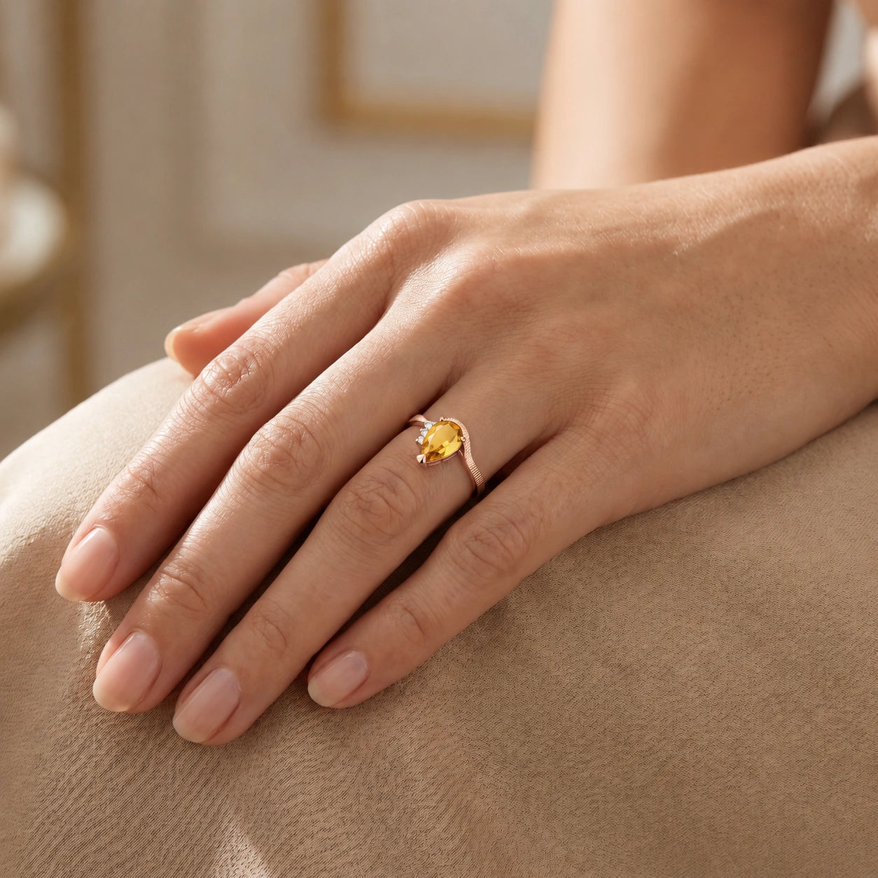 Rose Gold Heritage Ring Citrine 10K — Rosalba