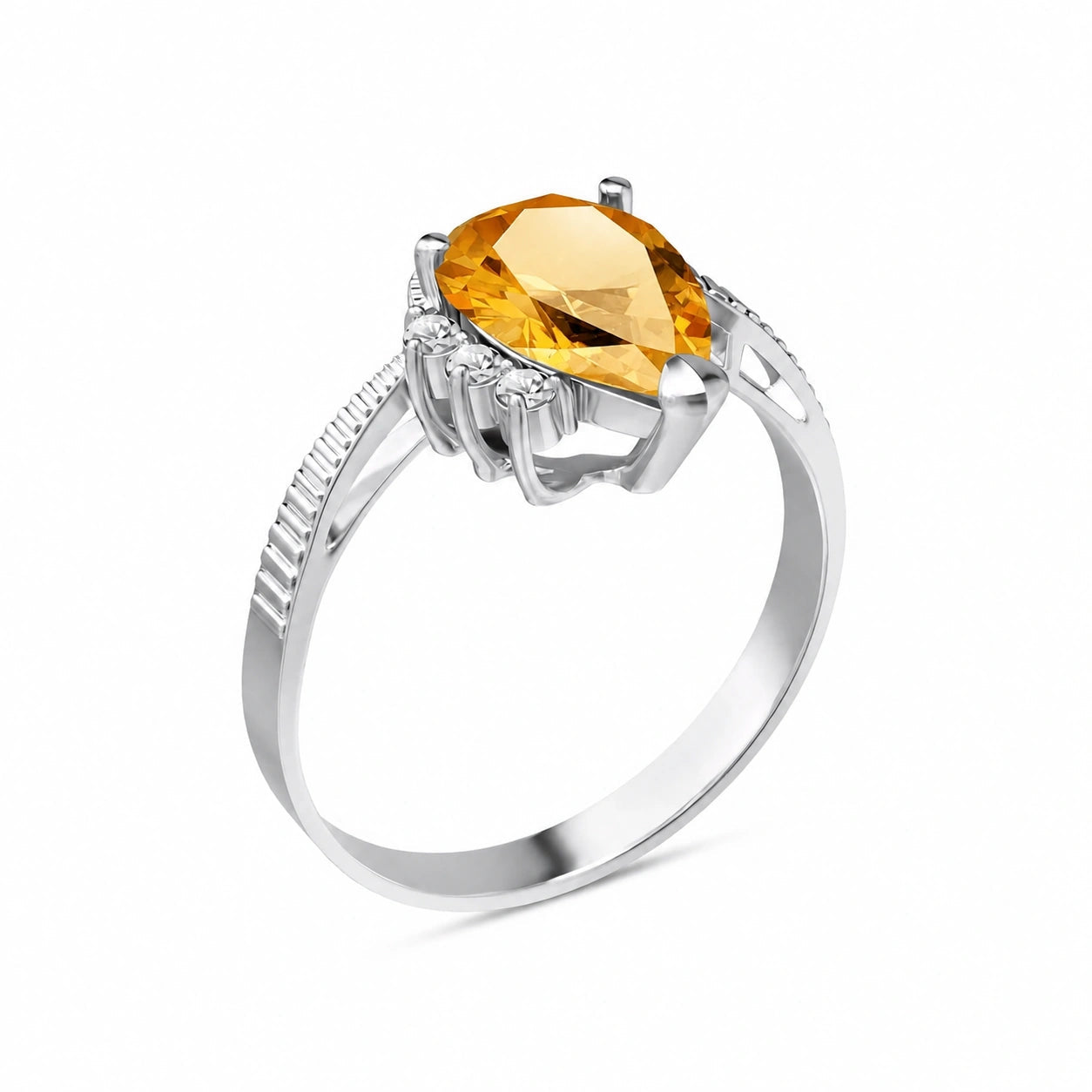 White Gold Heritage Ring Citrine 10K — Rosalba