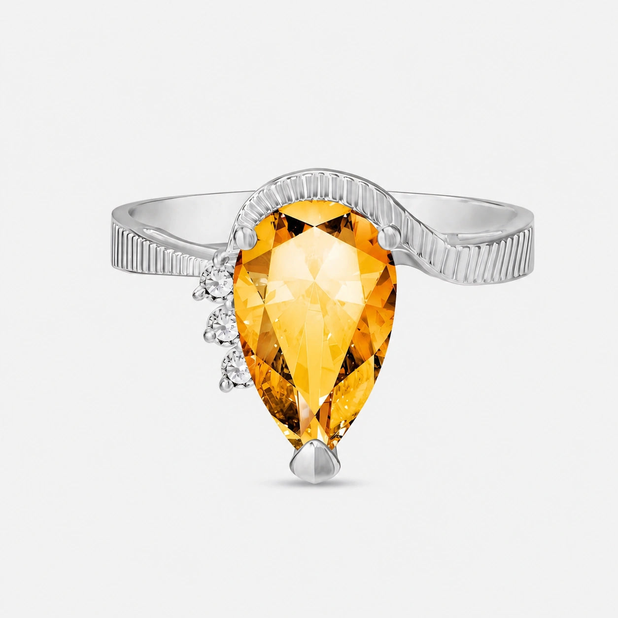 White Gold Heritage Ring Citrine 10K — Rosalba