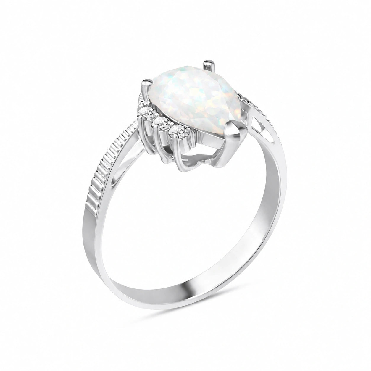 White Gold Heritage Ring Opal 10K — Rosalba
