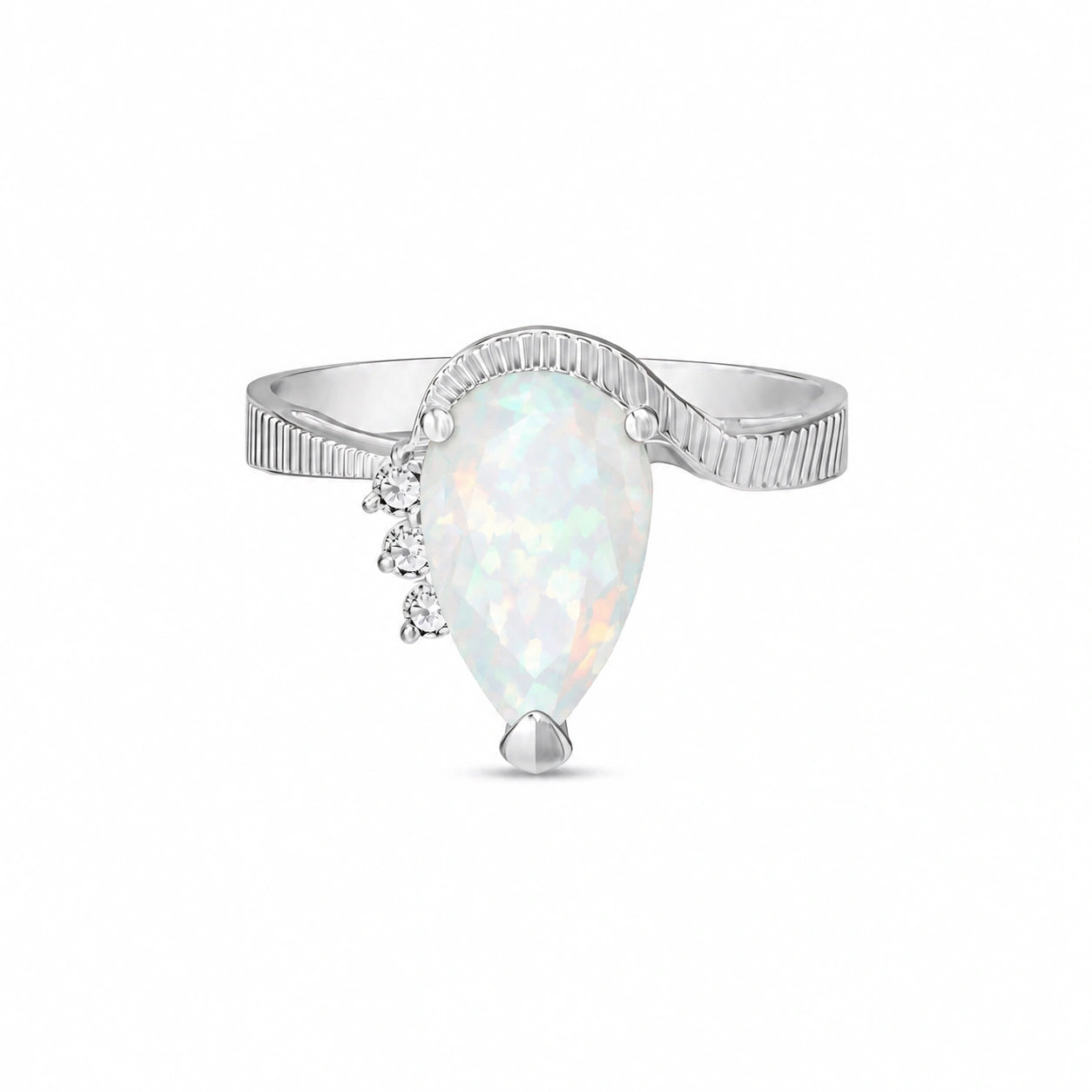 White Gold Heritage Ring Opal 10K — Rosalba