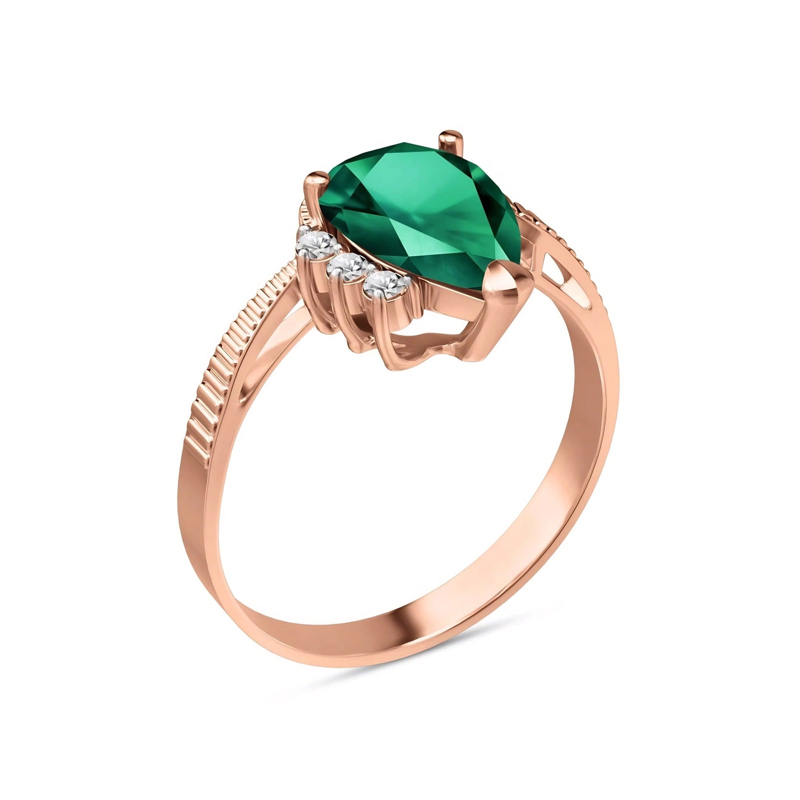 Rose Gold Heritage Ring Emerald 10K — Rosalba