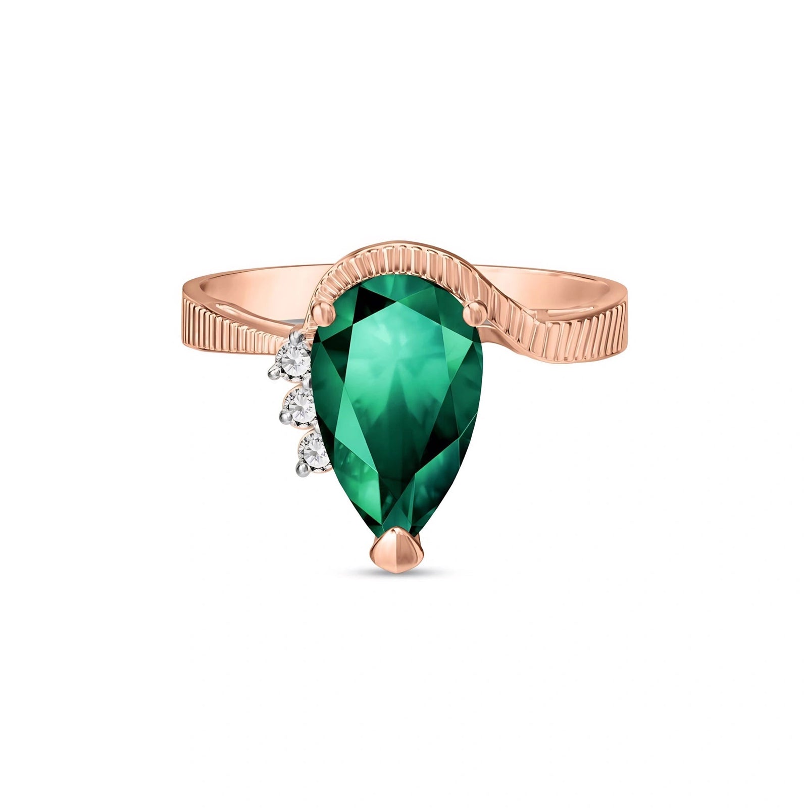 Rose Gold Heritage Ring Emerald 10K — Rosalba