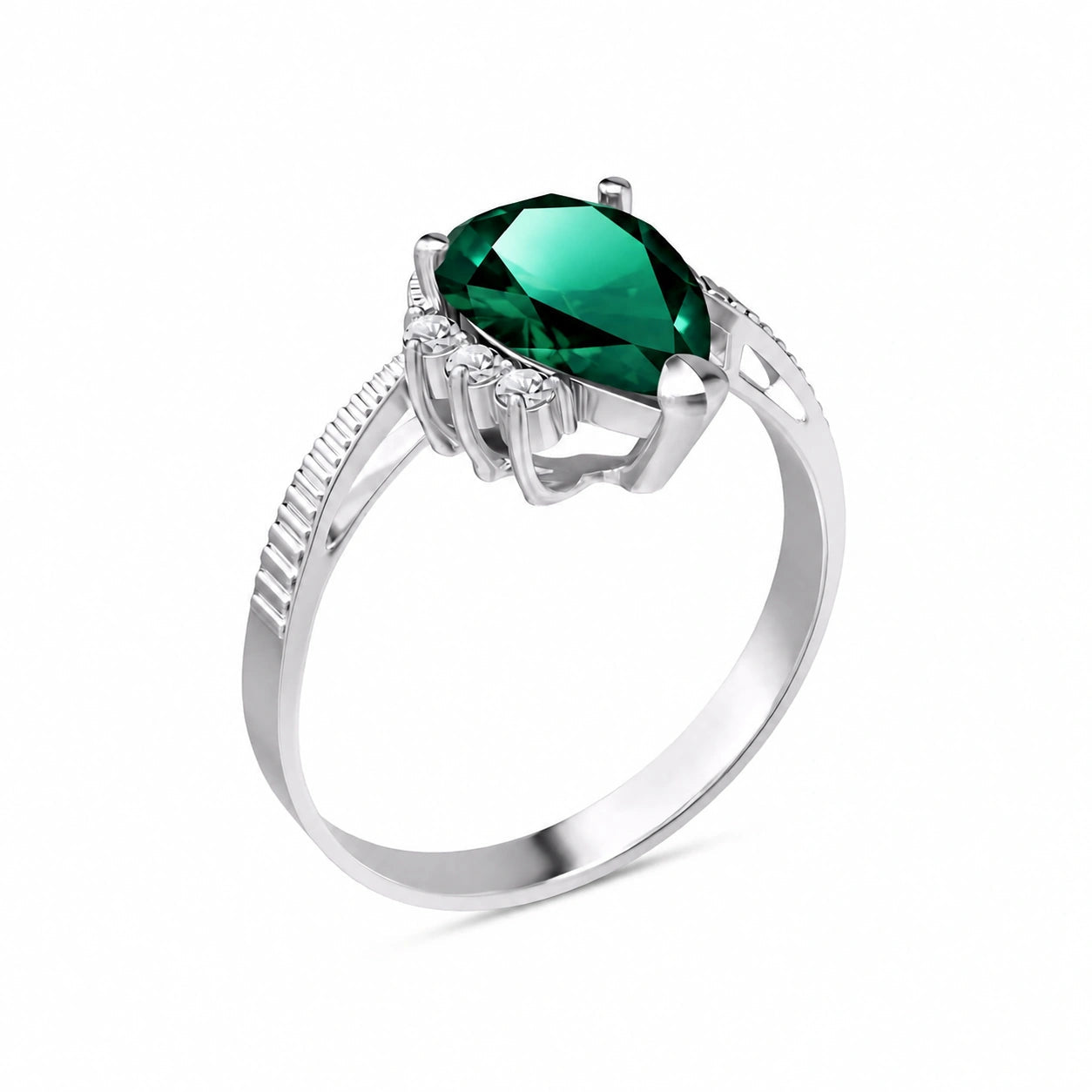 White Gold Heritage Ring Emerald 10K — Rosalba
