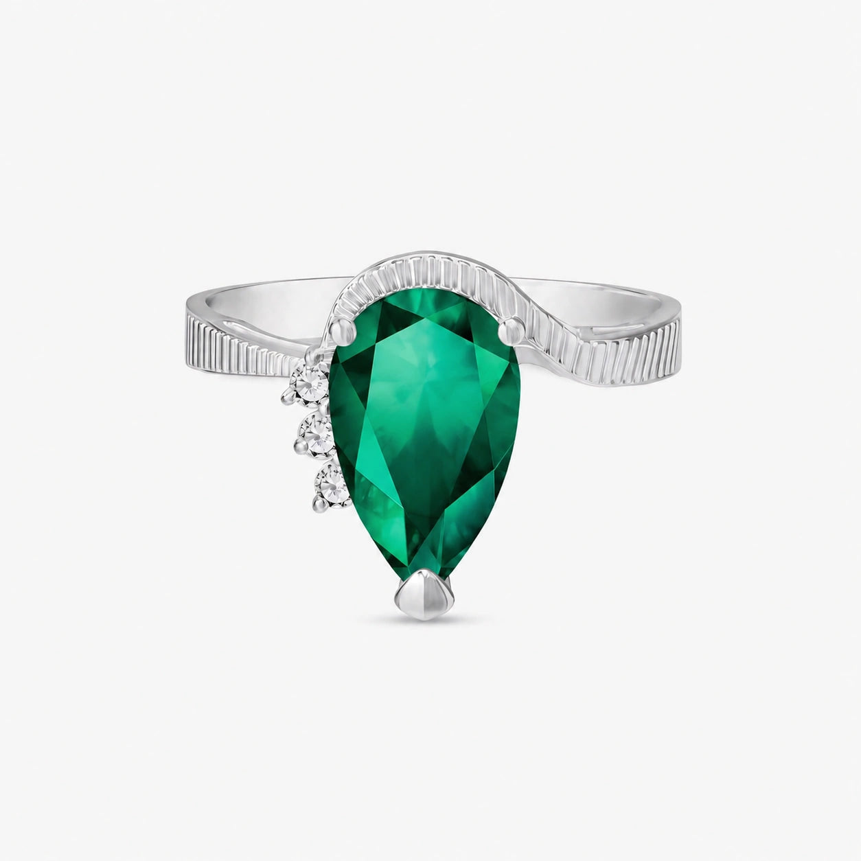 White Gold Heritage Ring Emerald 10K — Rosalba