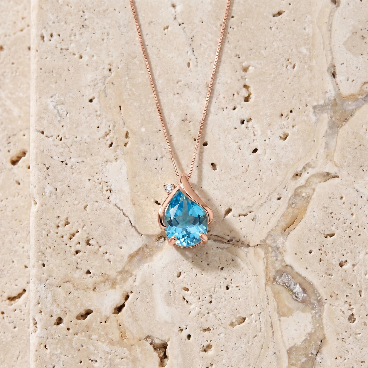 Rose Gold Blue Topaz & Diamond — Ambrogina