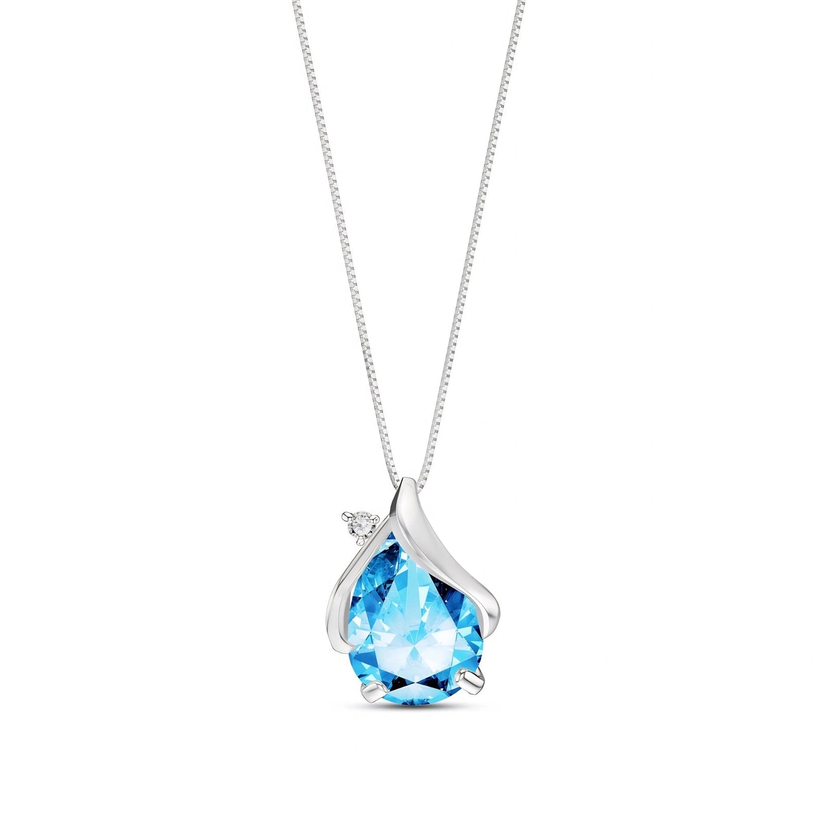 White Gold Blue Topaz & Diamond — Ambrogina