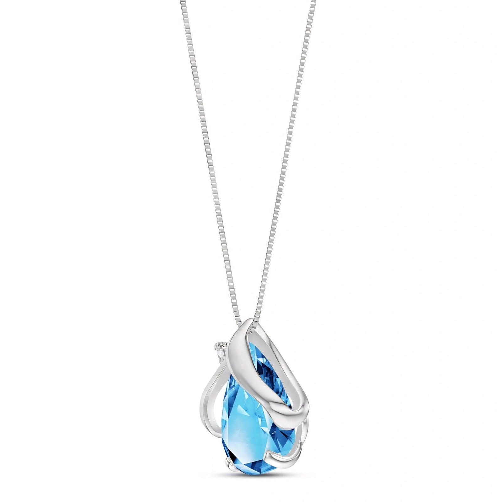 White Gold Blue Topaz & Diamond — Ambrogina