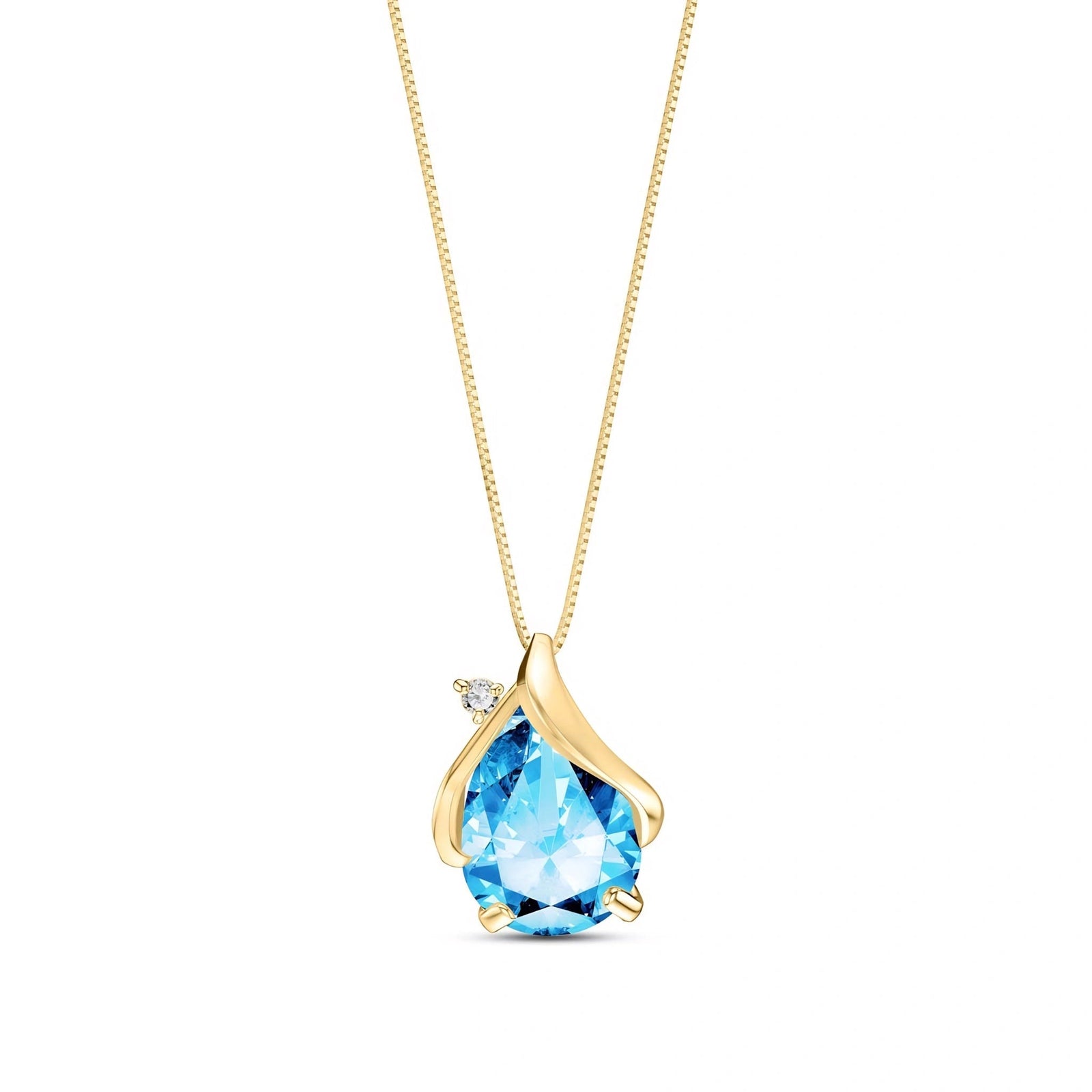 Yellow Gold Blue Topaz & Diamond — Ambrogina