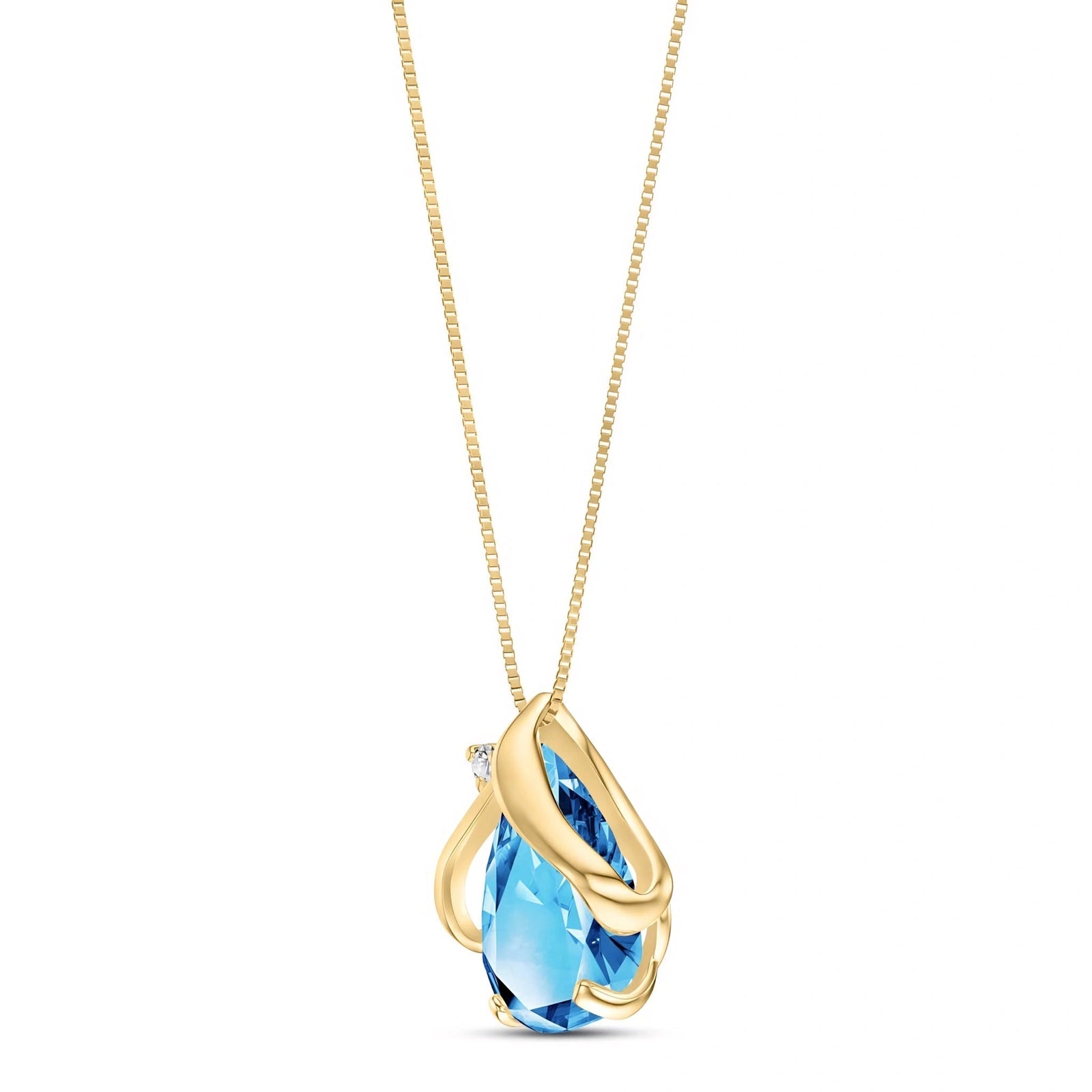 Yellow Gold Blue Topaz & Diamond — Ambrogina