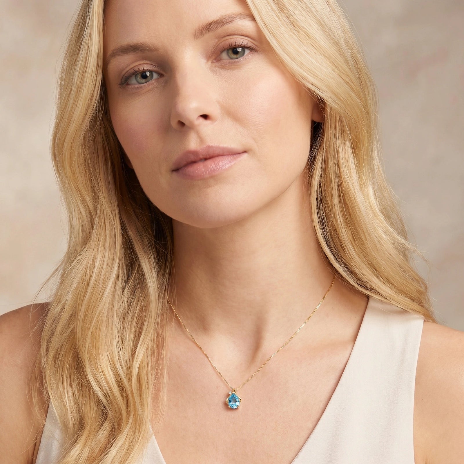 Yellow Gold Blue Topaz & Diamond — Ambrogina