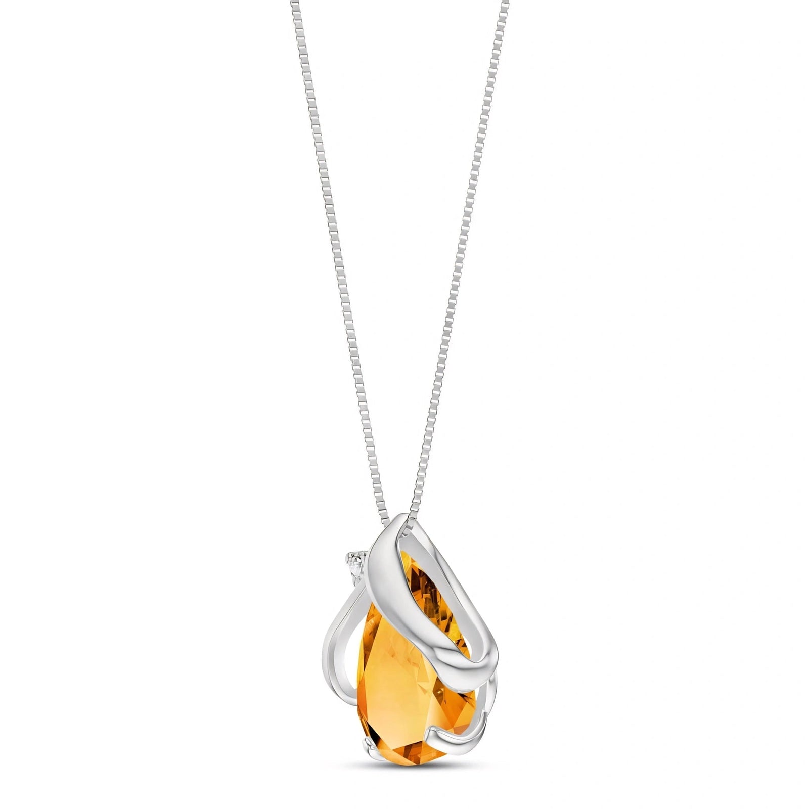 White Gold Citrine & Diamond — Ambrogina