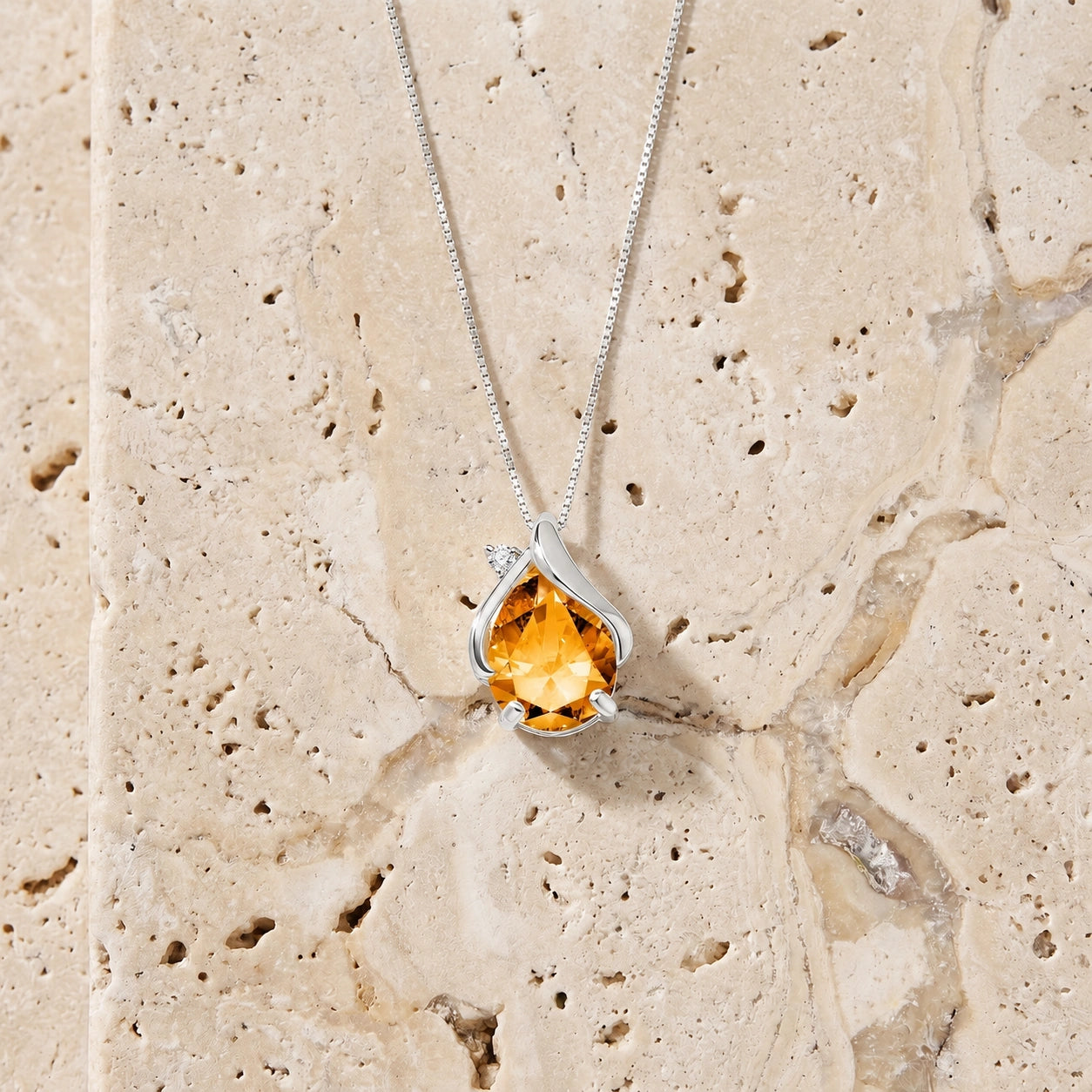 White Gold Citrine & Diamond — Ambrogina