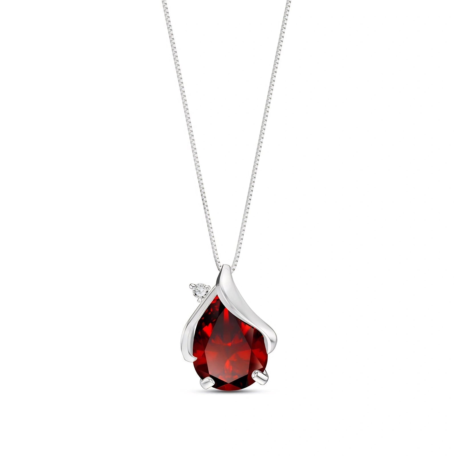White Gold Garnet & Diamond — Ambrogina