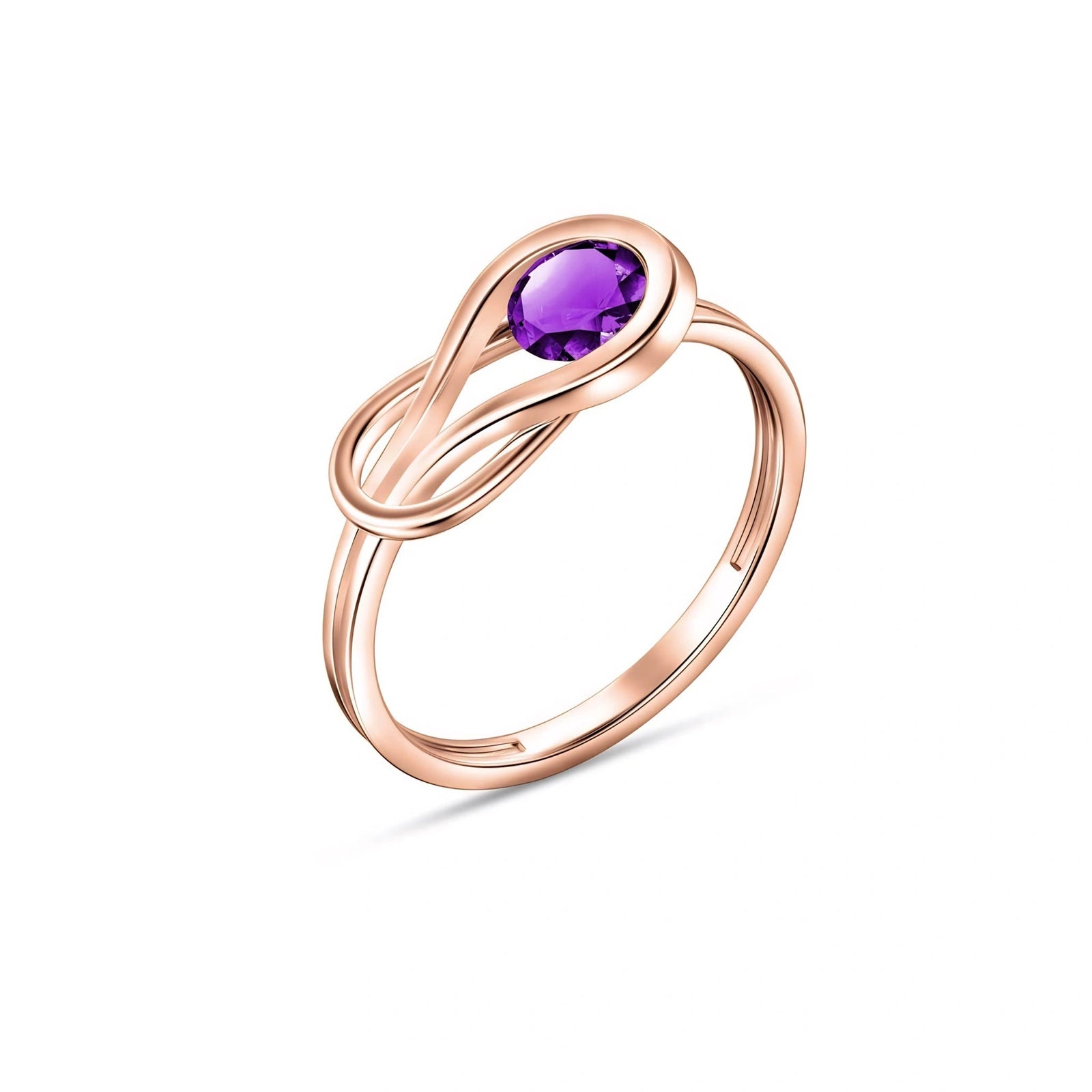 Rose Gold Ring Amethyst 10K — Aurelia