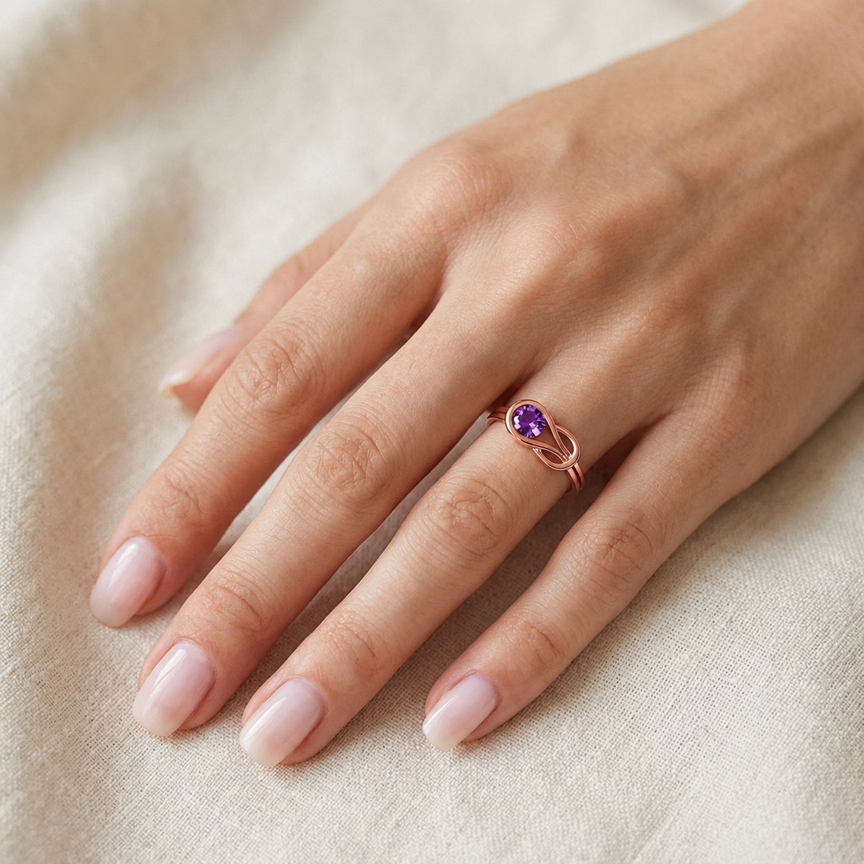 Rose Gold Ring Amethyst 10K — Aurelia