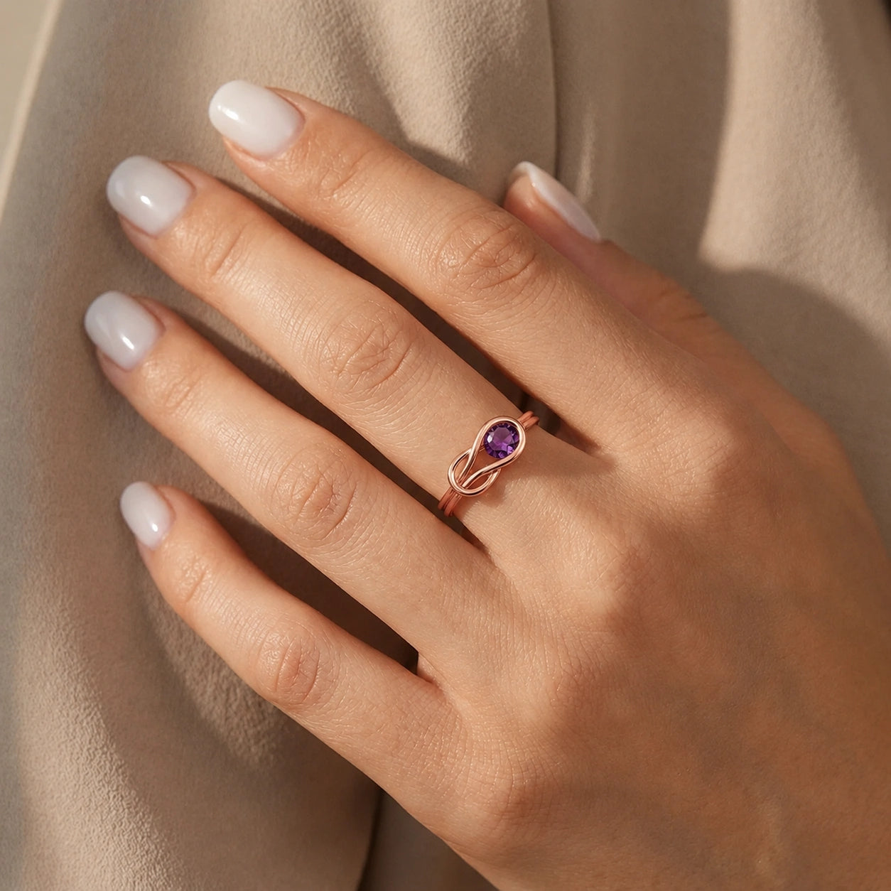 Rose Gold Ring Amethyst 10K — Aurelia