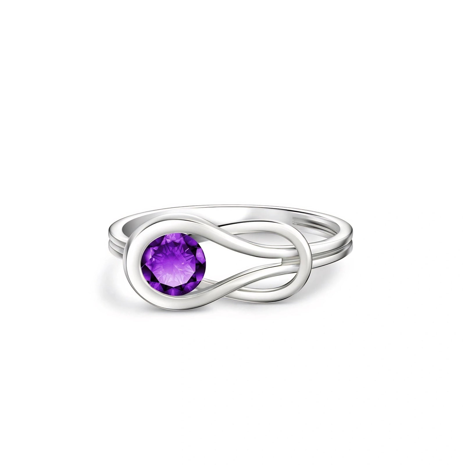 White Gold Ring Amethyst 10K — Aurelia