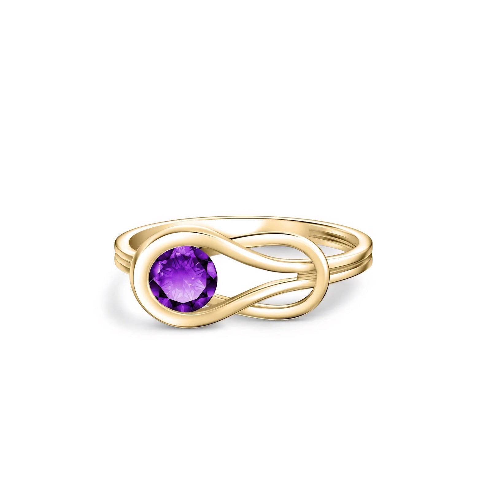 Yellow Gold Ring Amethyst 10K — Aurelia