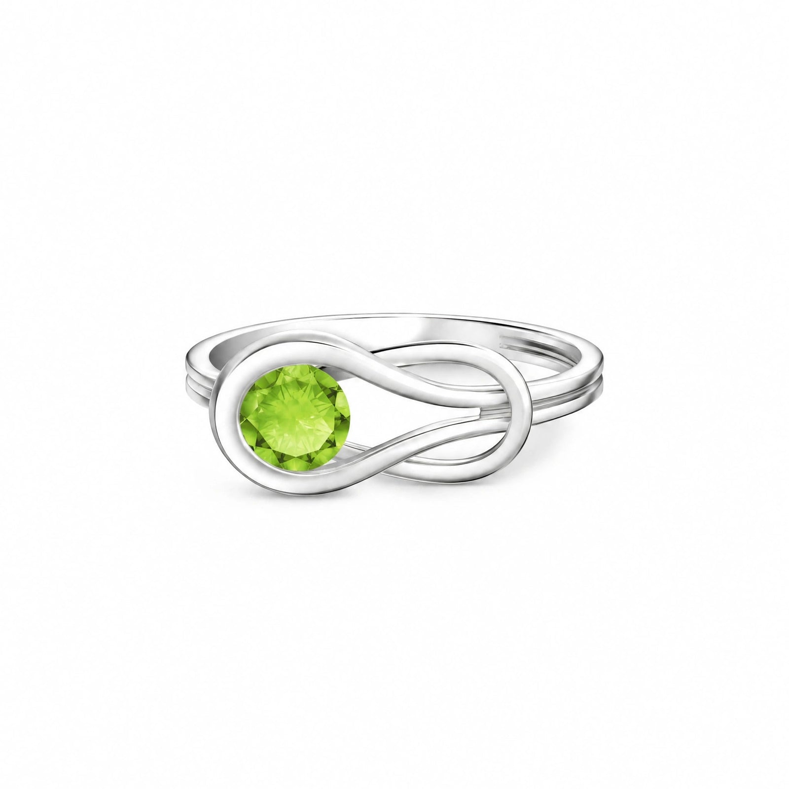 White Gold Ring Peridot 10K — Aurelia