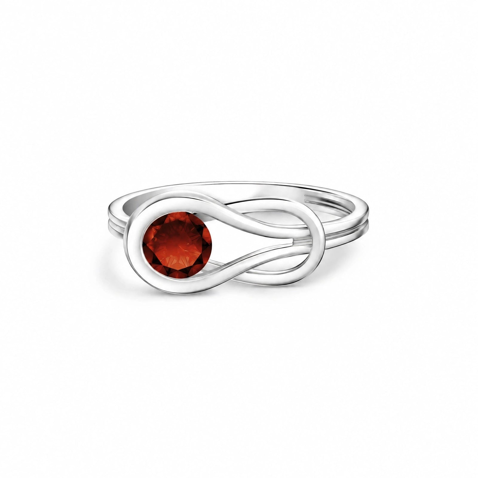 White Gold Ring Garnet 10K — Aurelia