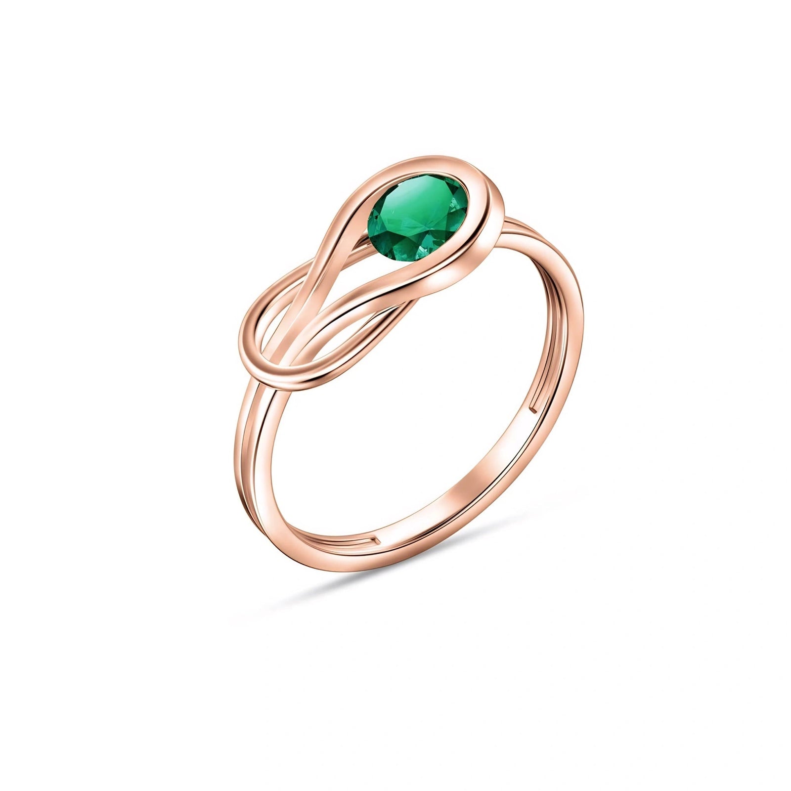 Rose Gold Ring Emerald 10K — Aurelia