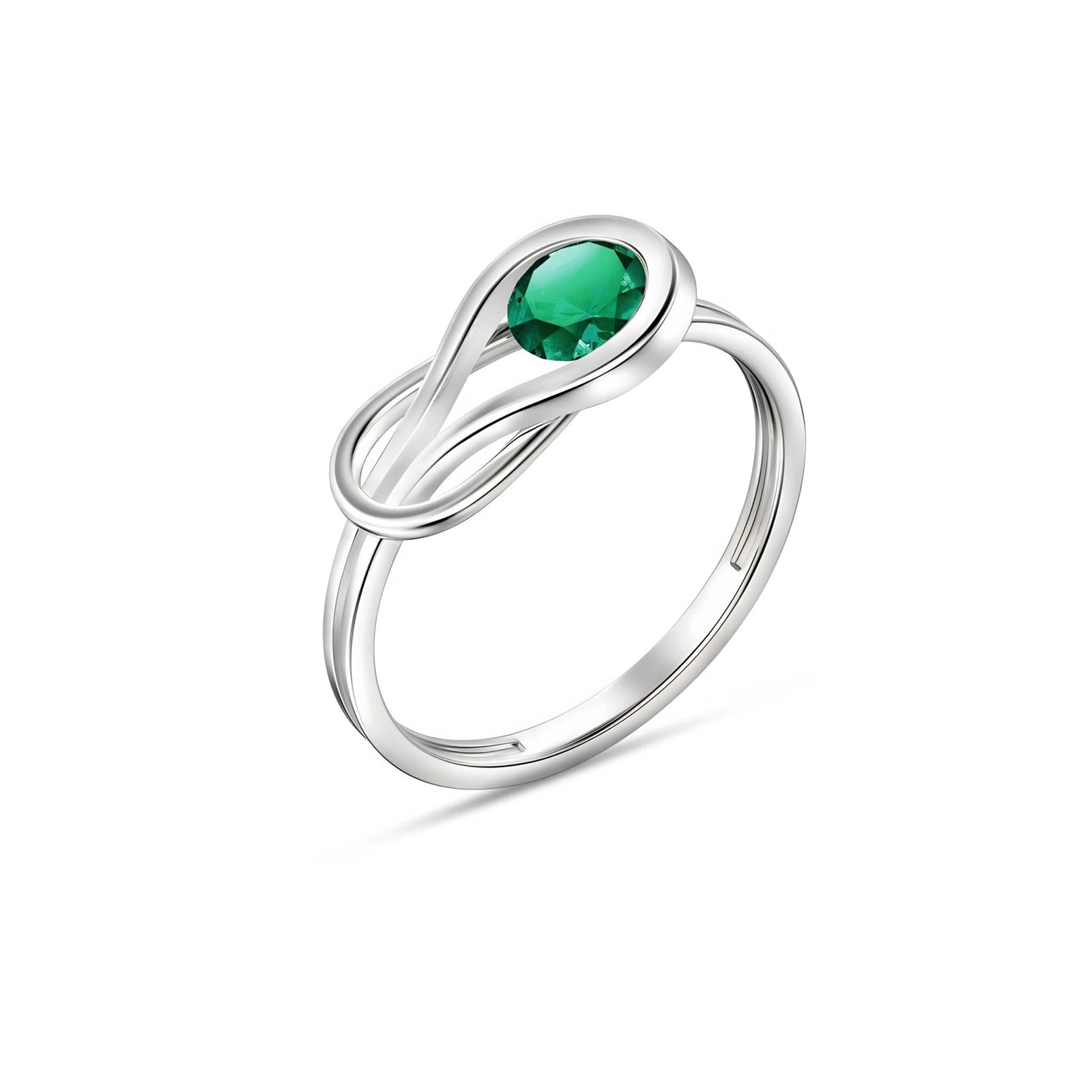 White Gold Ring Emerald 10K — Aurelia