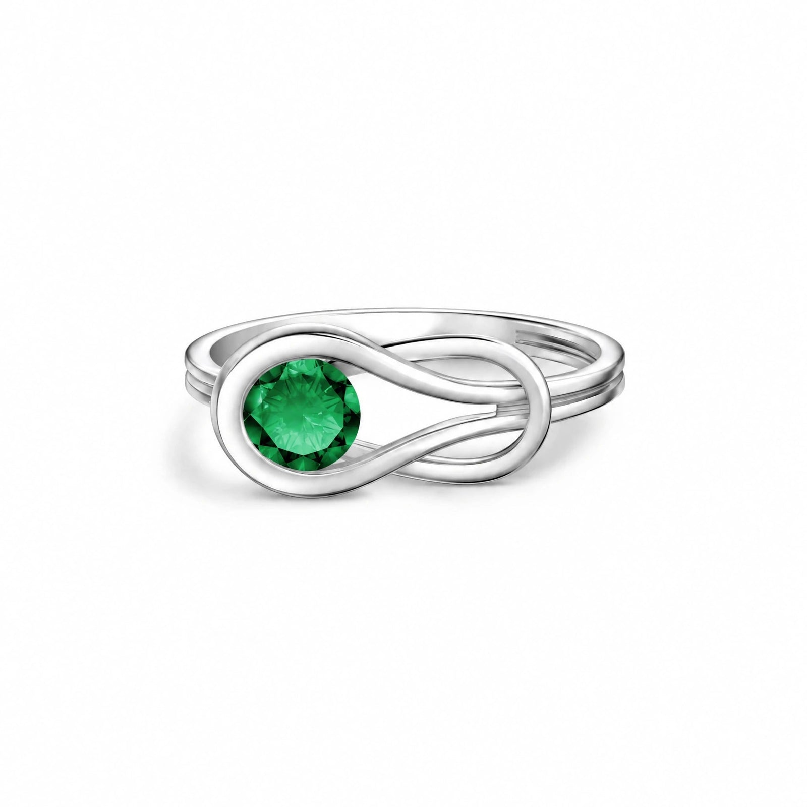 White Gold Ring Emerald 10K — Aurelia