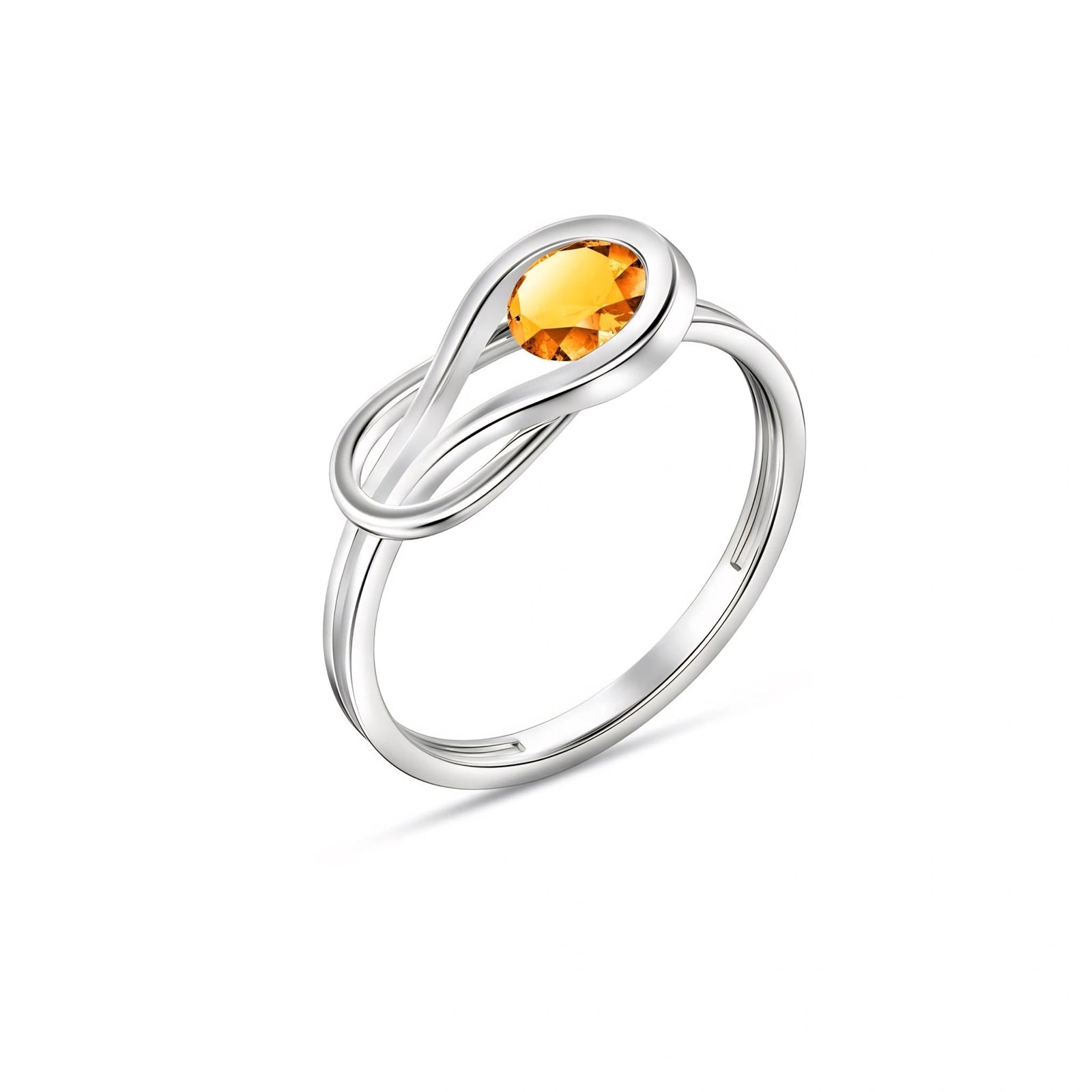 White Gold Ring Citrine 10K — Aurelia