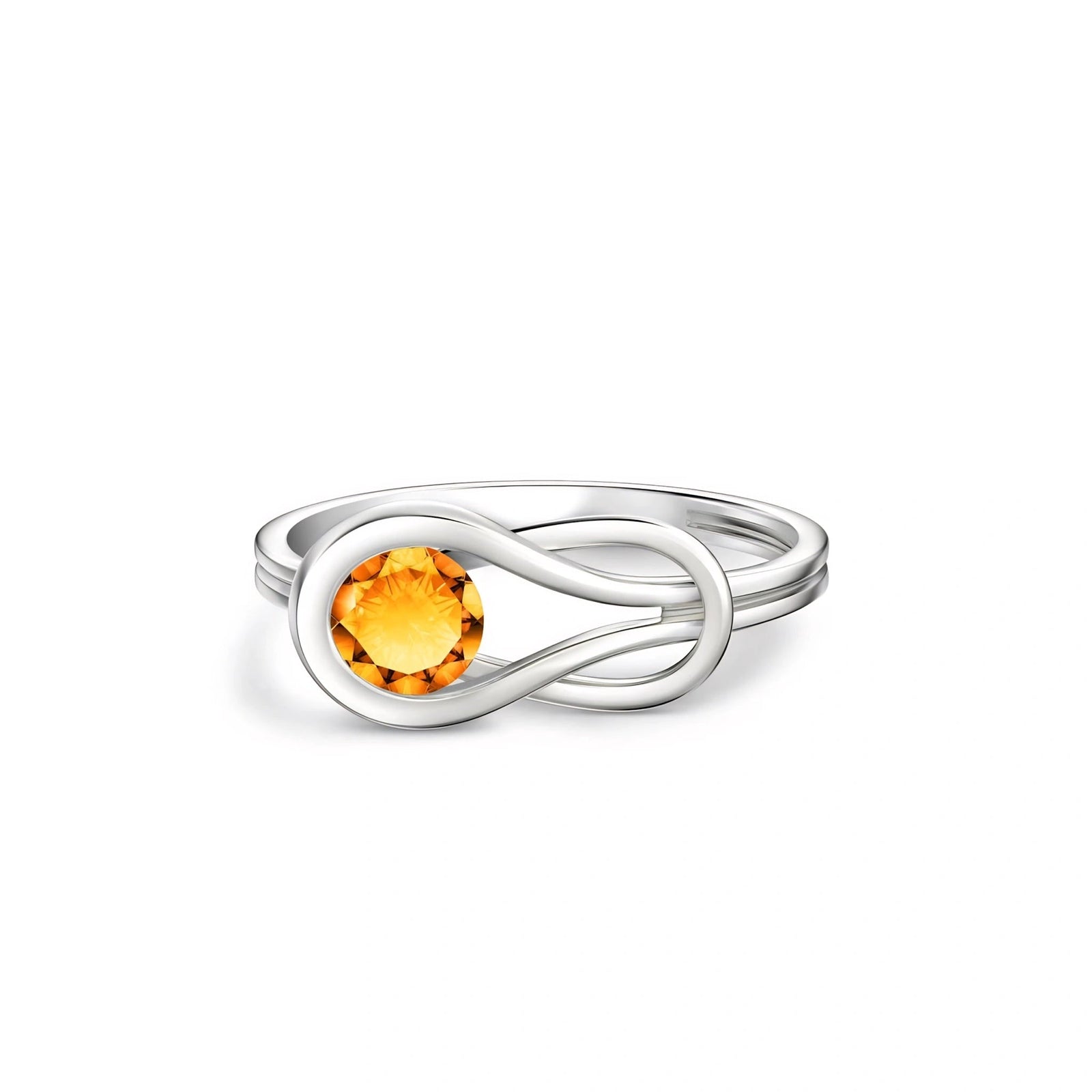 White Gold Ring Citrine 10K — Aurelia