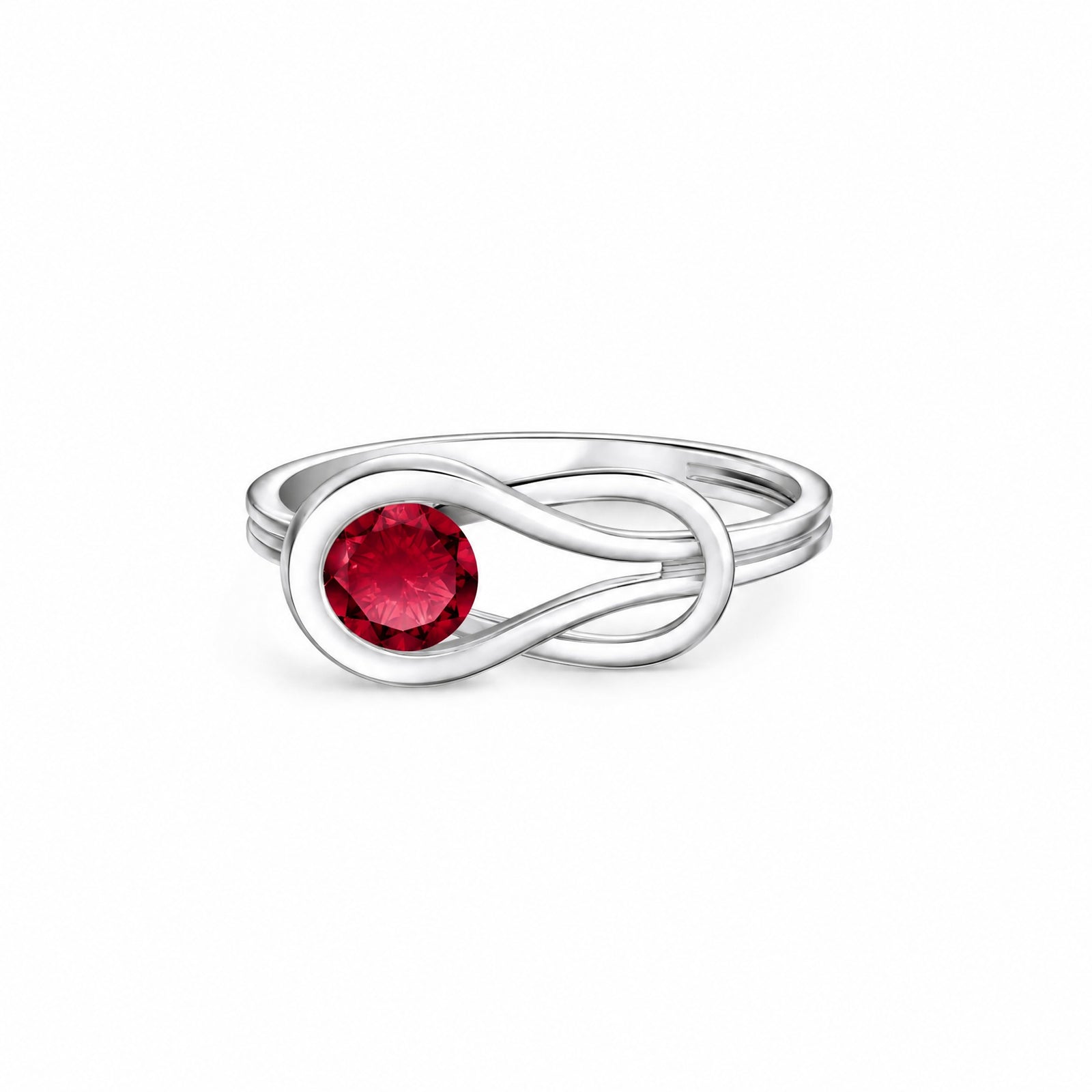 White Gold Ring Ruby 10K — Aurelia