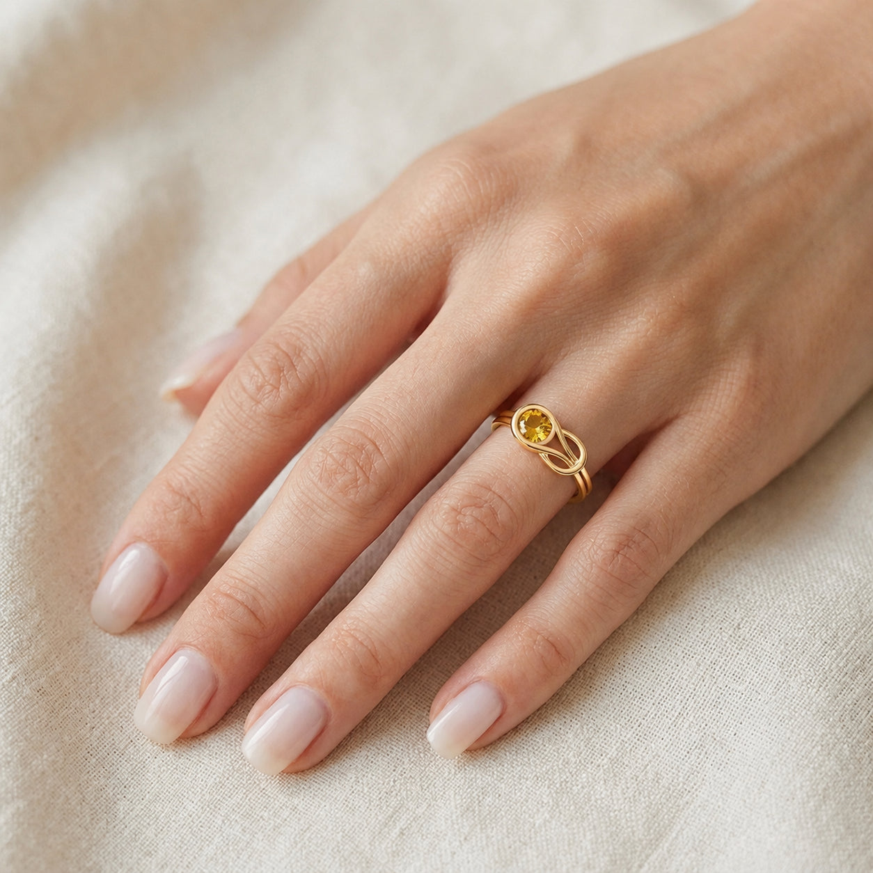 Yellow Gold Ring Pink Topaz 10K — Aurelia