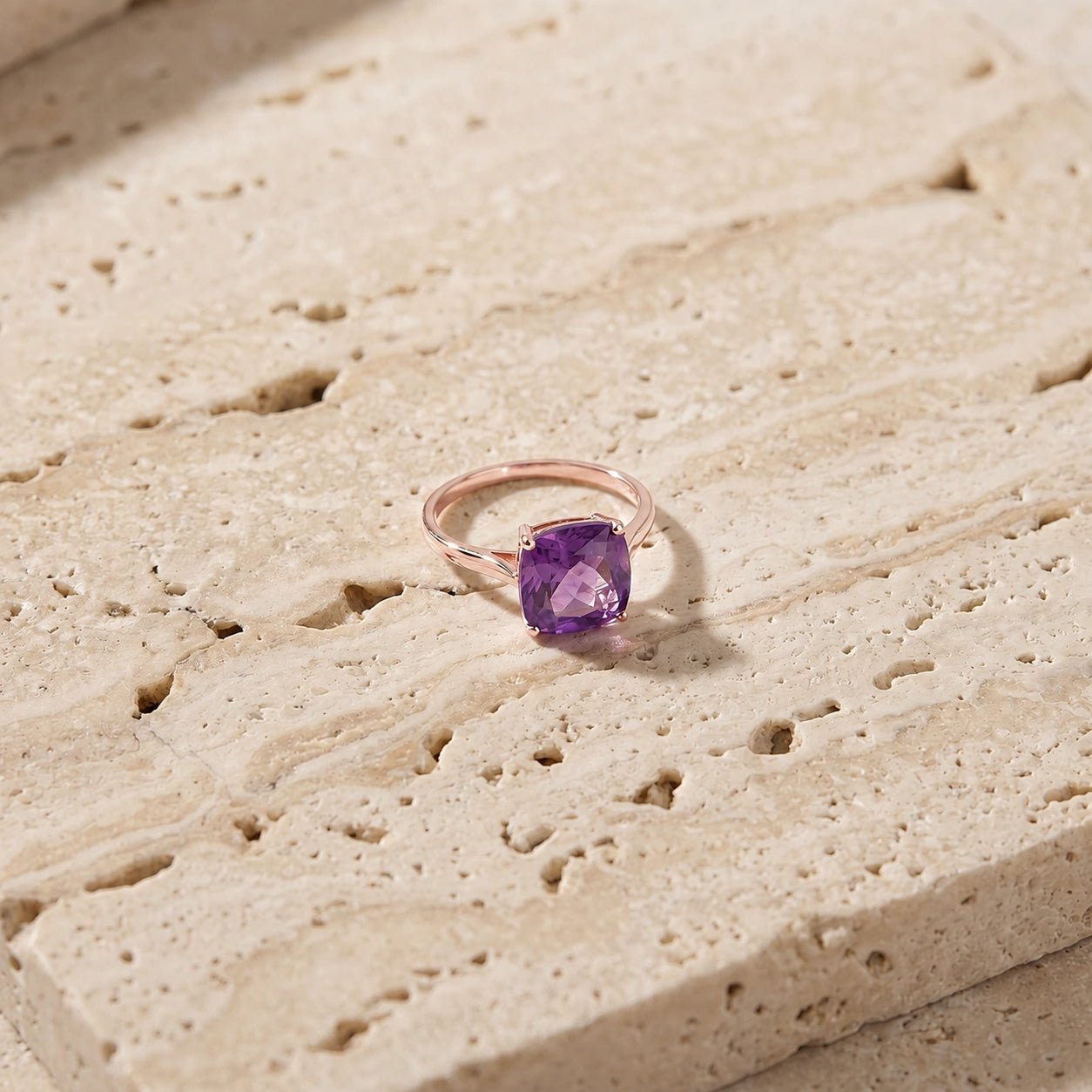 Rose Gold Grace Ring Amethyst 10K — Delfina