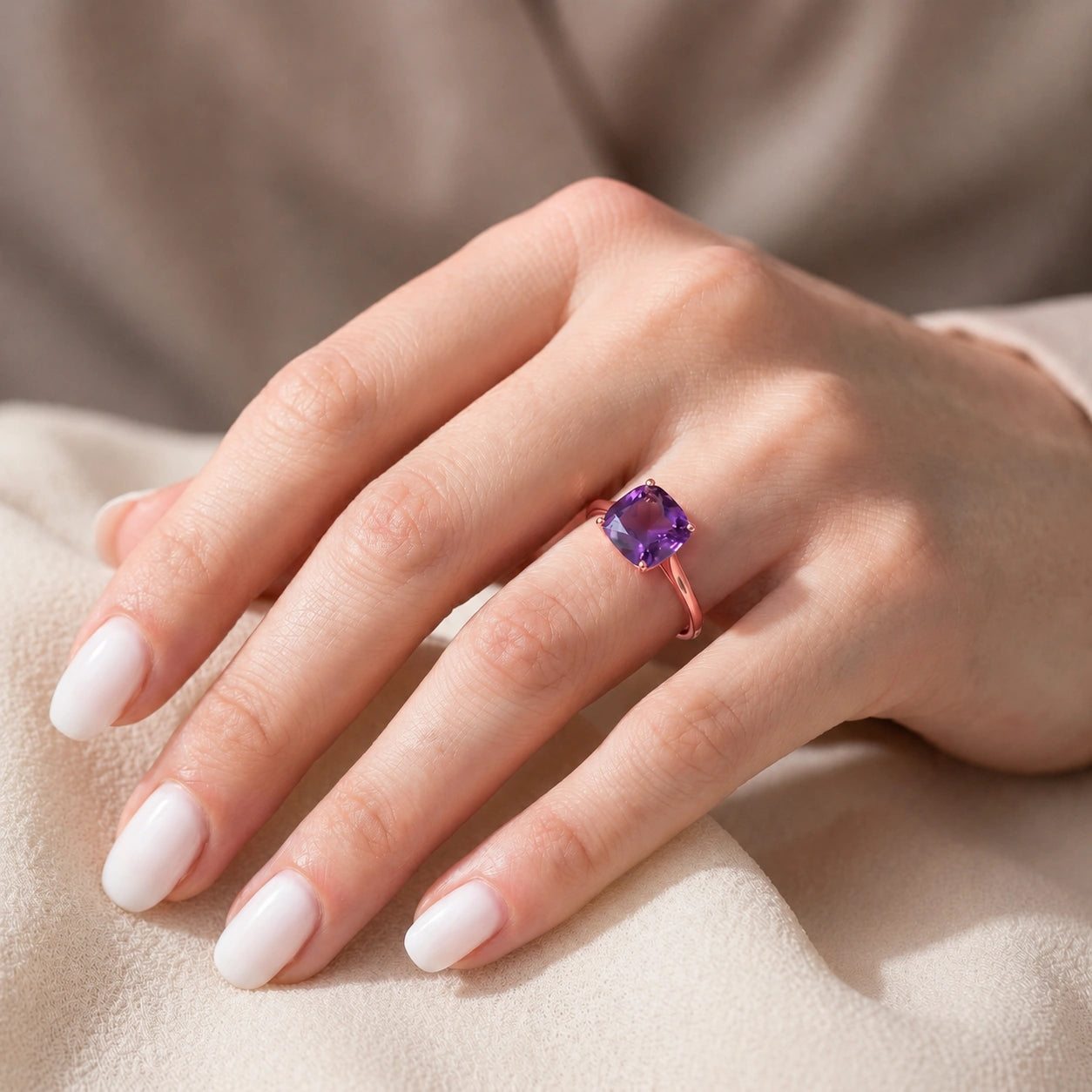Rose Gold Grace Ring Amethyst 10K — Delfina