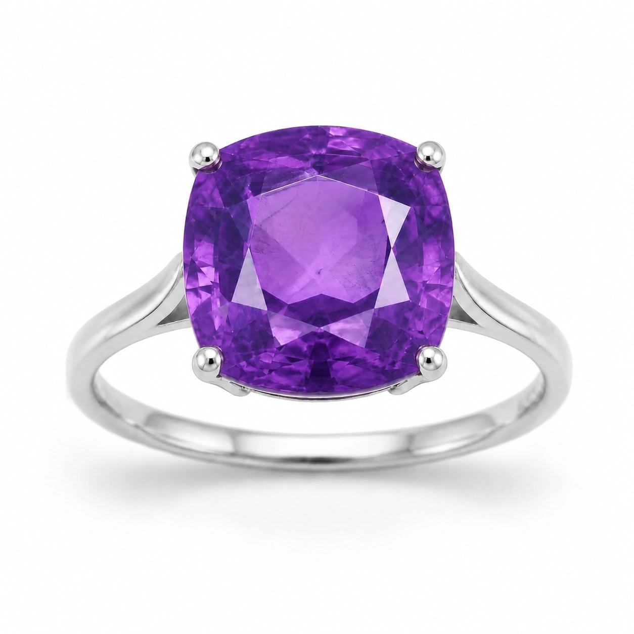 White Gold Grace Ring Amethyst 10K — Delfina