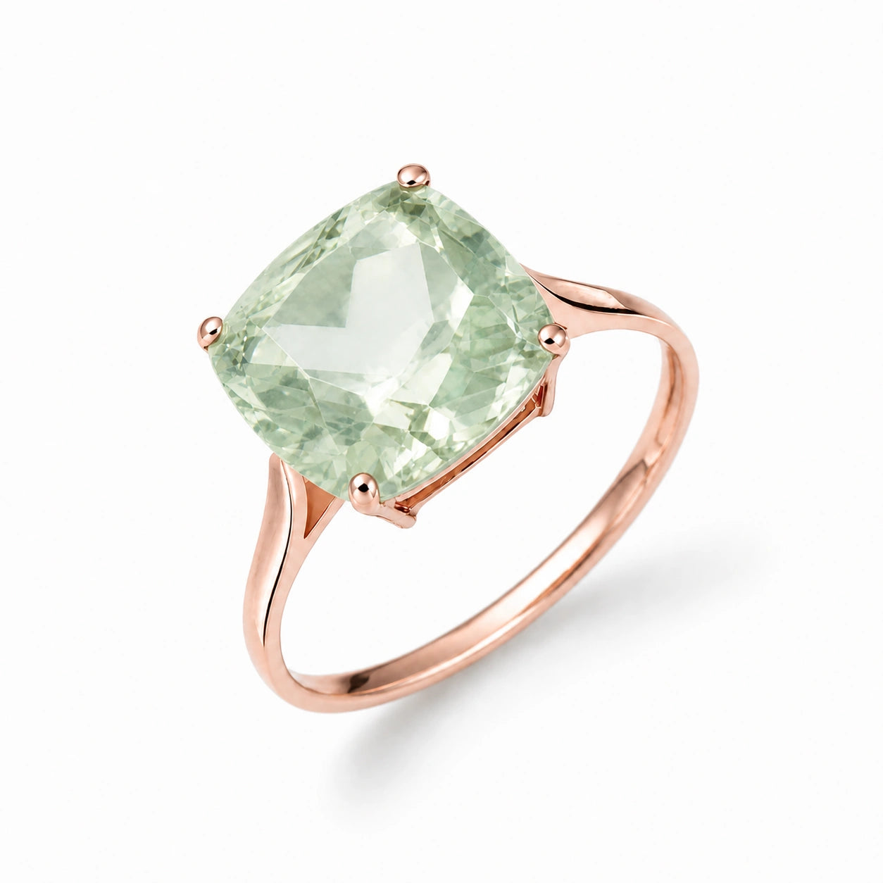 Rose Gold Grace Ring Green Amethyst 10K — Delfina