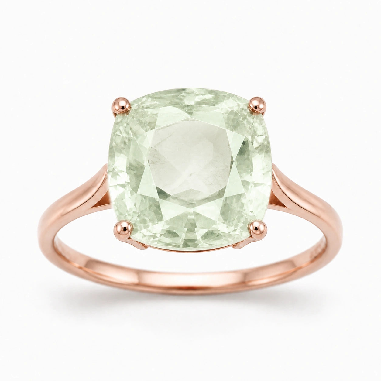 Rose Gold Grace Ring Green Amethyst 10K — Delfina